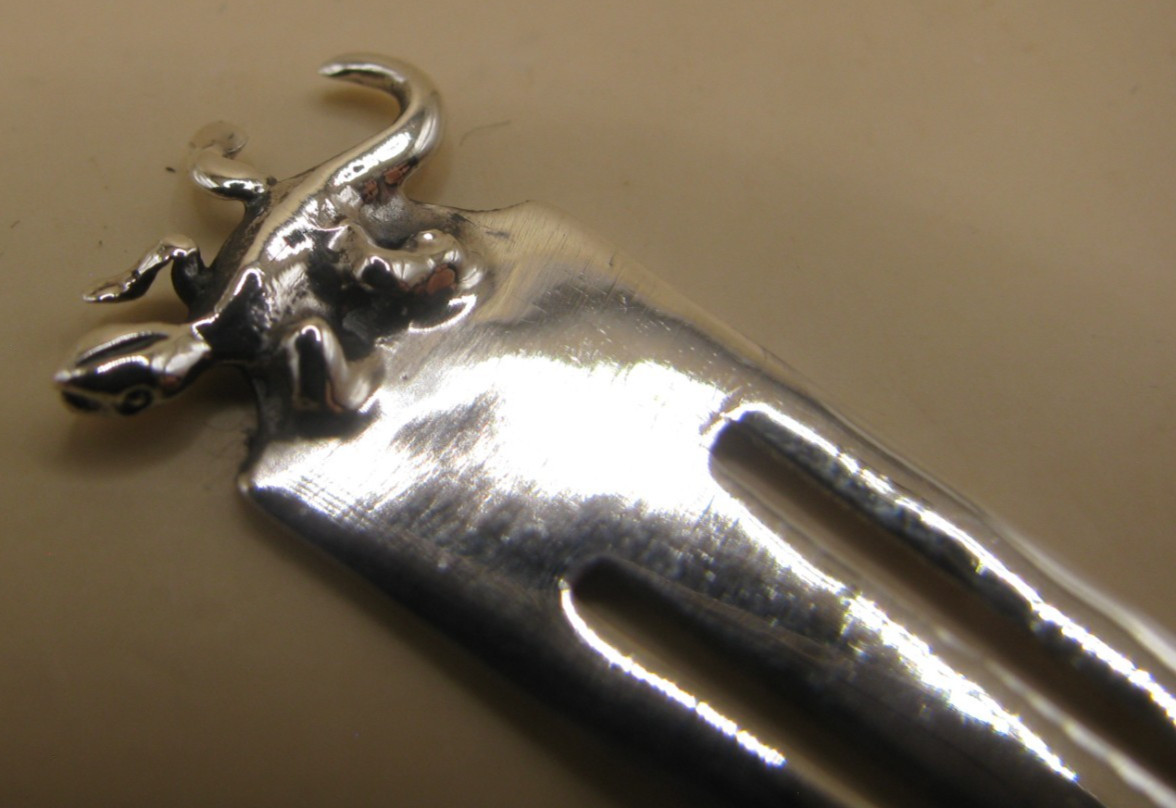 Fabulous Solid Silver 925 Bookmark With A Lizard / Gecko Topper – Reptile