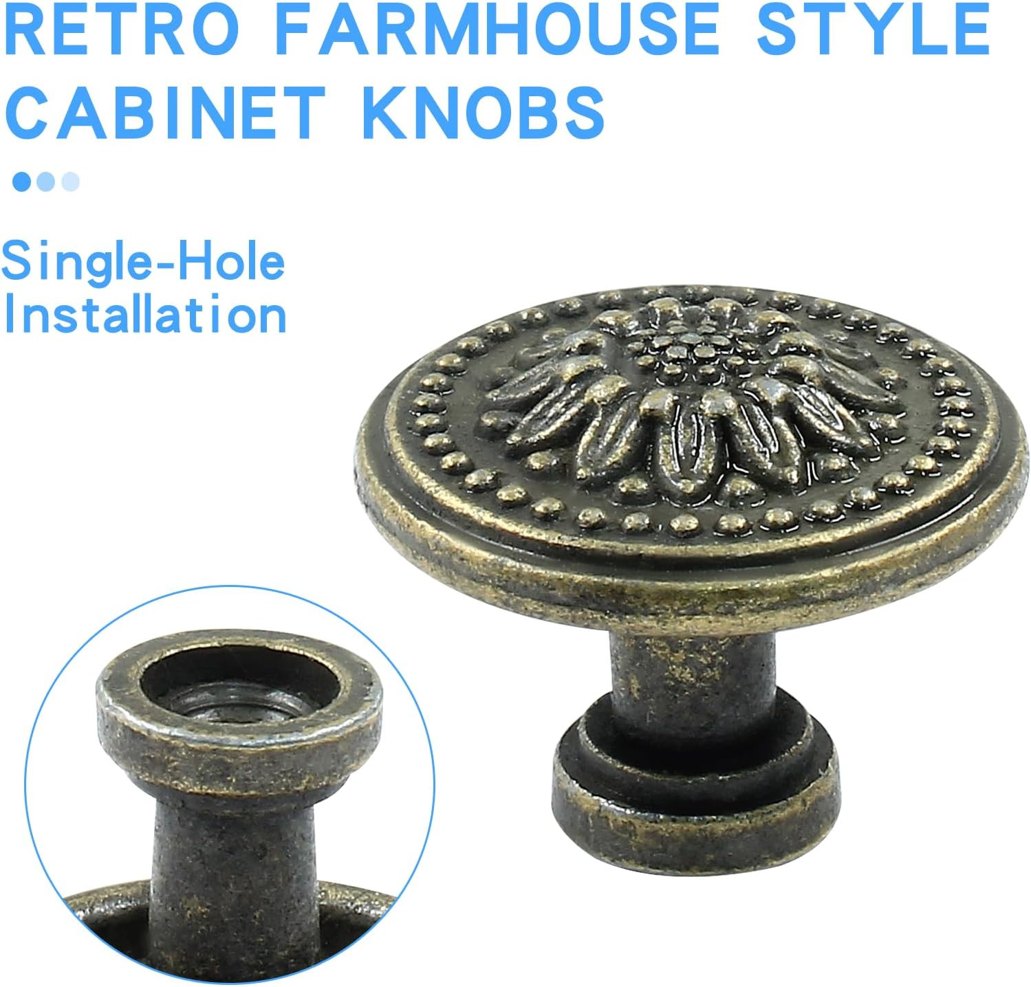 2 Pcs Antique Bronze Cabinet knobs, Mid Century Dresser Knobs Vintage Drawer Kno