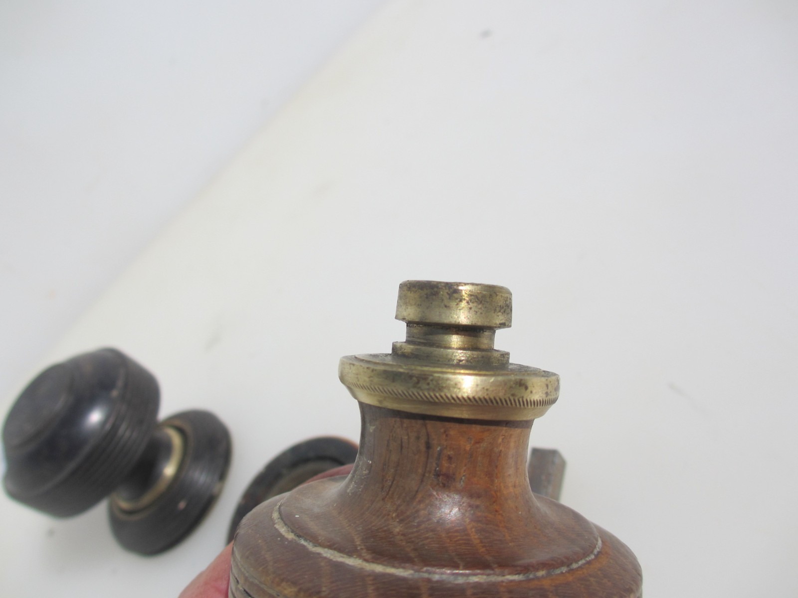Antique Wooden Door Knobs Handles Plates Old Wood Victorian Reeded
