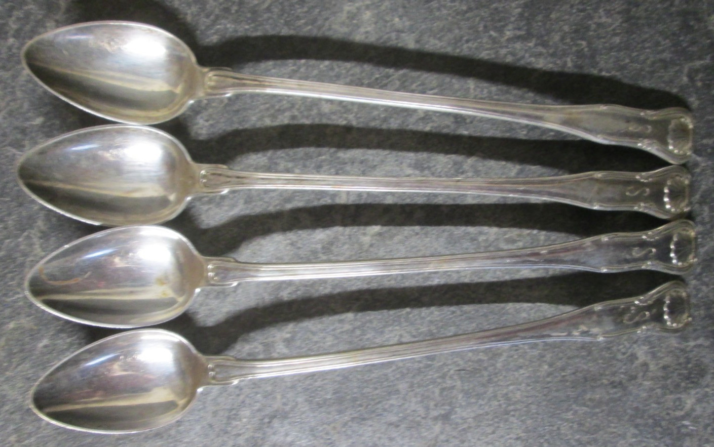S Kirk & Son King Lot of 4 Sterling Iced Tea Spoons 144.1 Grams 925 Monogrammed