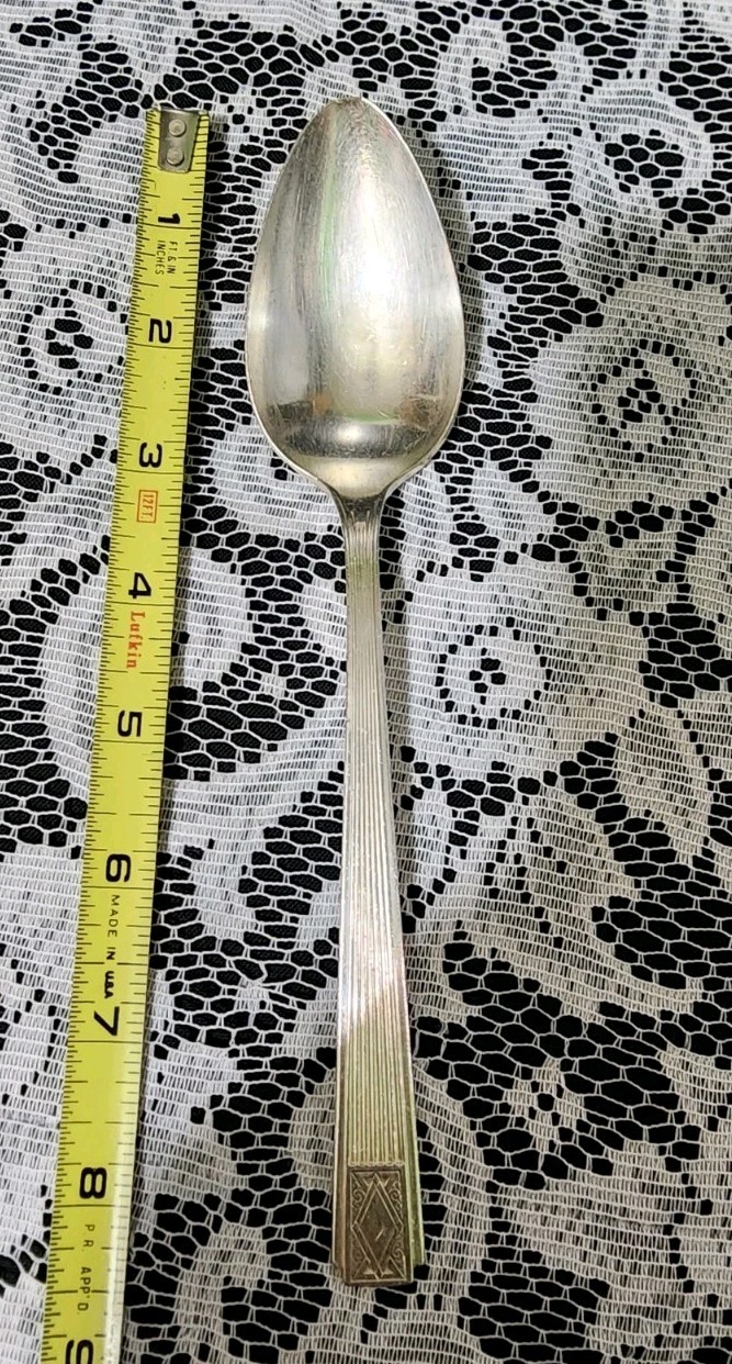 😊 ONEIDA ART DECO c1930 NOBLESSE SILVERPLATED TABLE SERVING SPOON 🥄🔎👀
