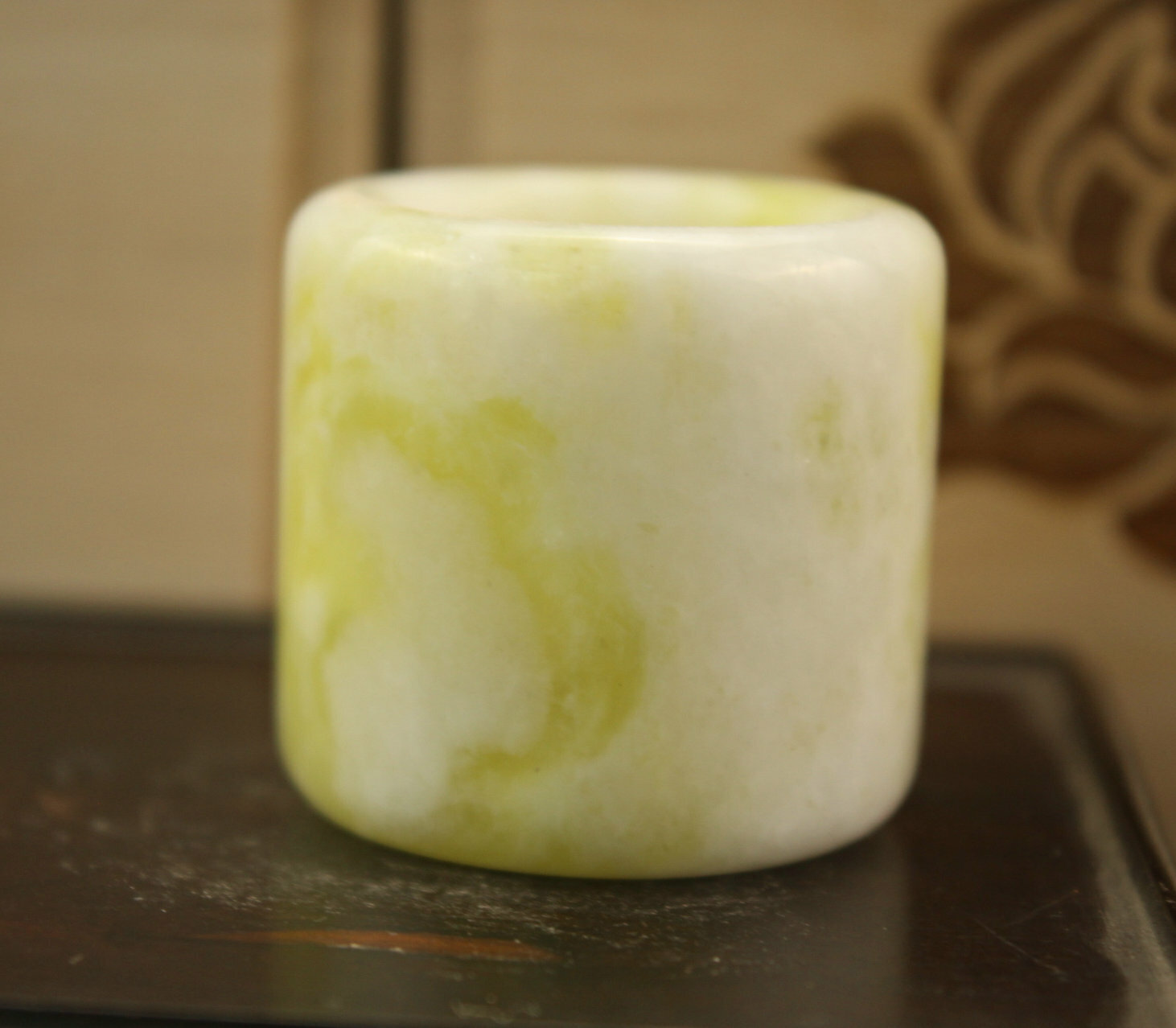 2.4 cm China Liaoning yellow jade Ring Thumb ring natural Jade Ring A 57