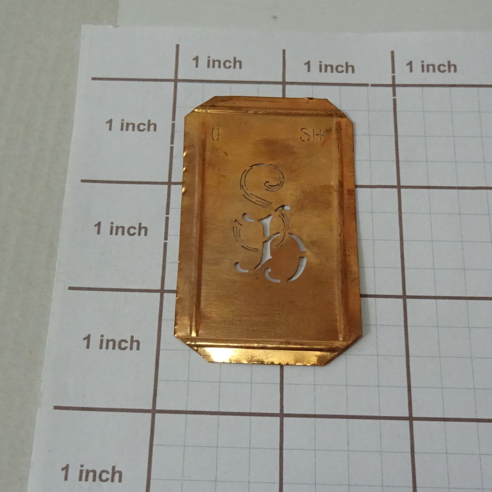 SH S H HS monogram initials letters copper stencil antique family name sign gift