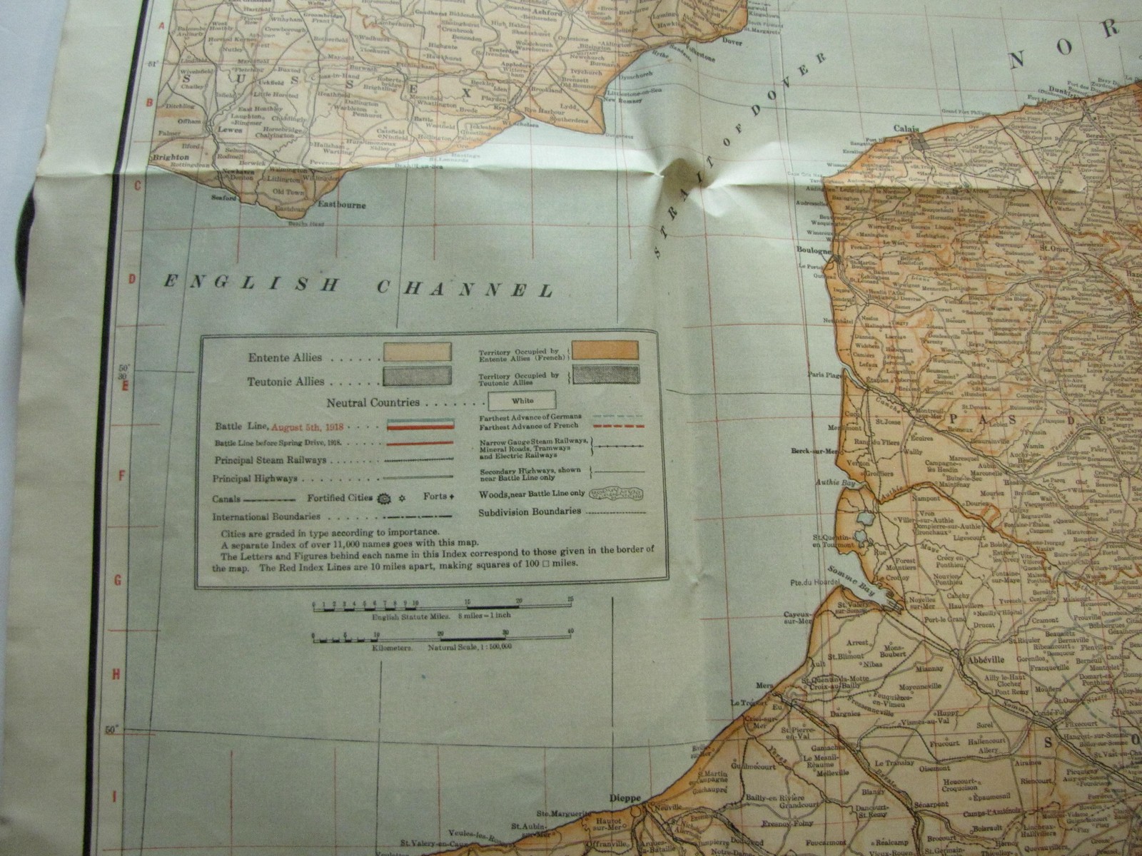 Vintage 1918 Literary Digest Liberty Map Western Front WWI France Germany USA