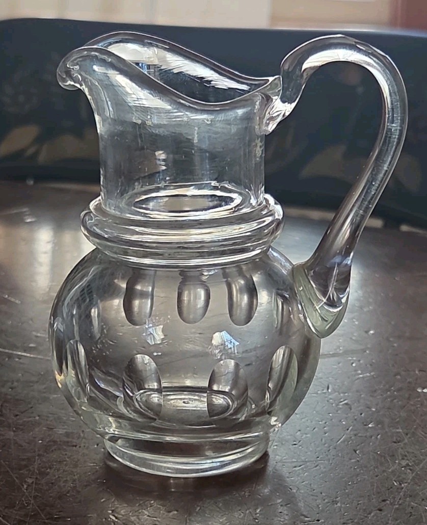 Antique American Glass Miniature Pitcher Creamer Panel Cut 19th Century