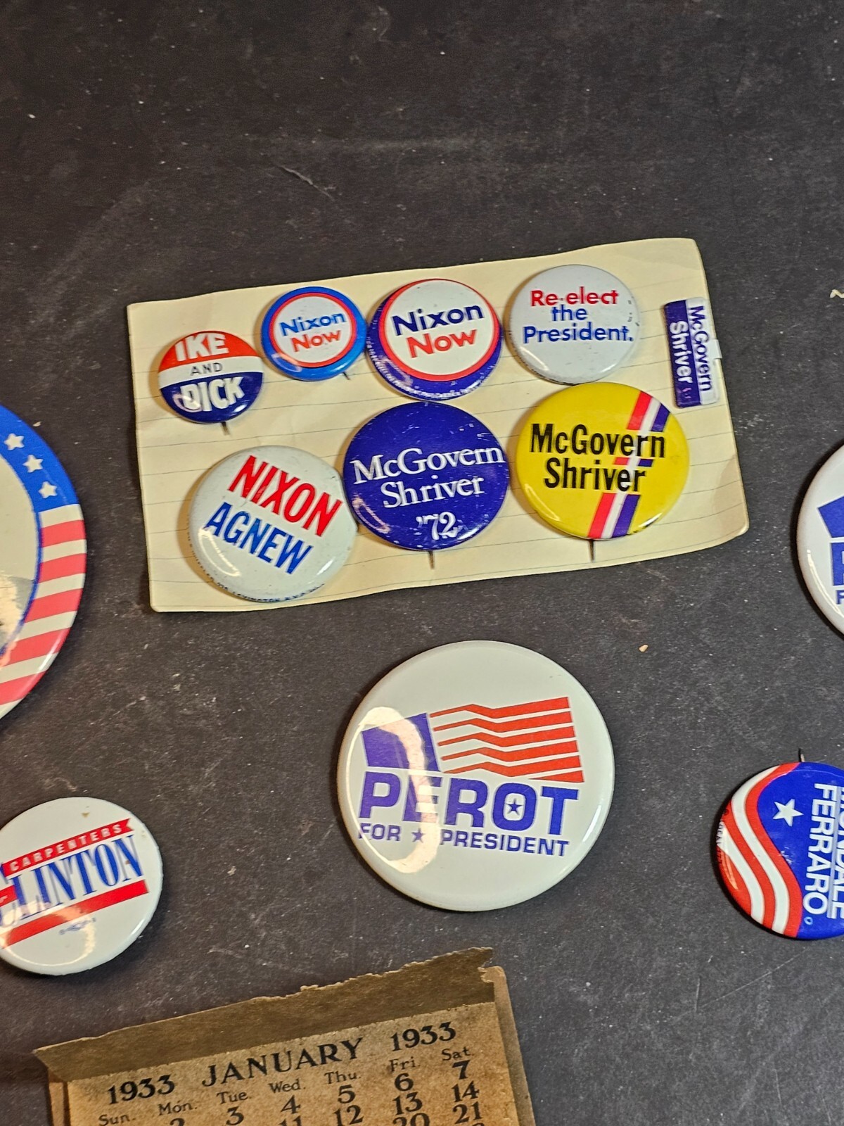 Collection of political buttons Nixon.perot,Ike.and Dick