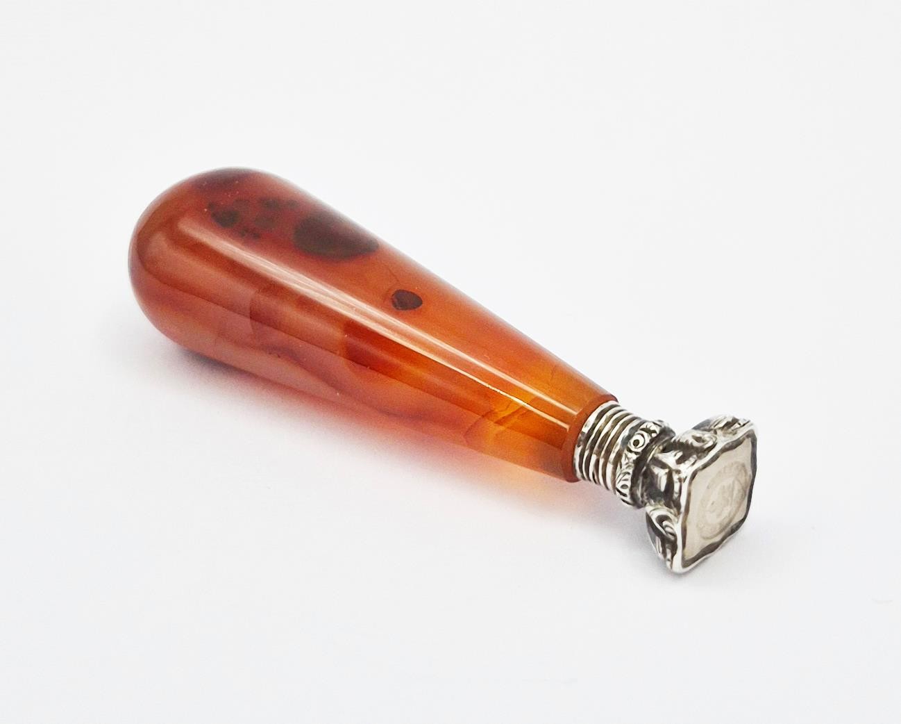 19TH CENTURY SOLID SILVER & CARNELIAN INTAGLIO DESK SEAL – VIGILA ET ORA