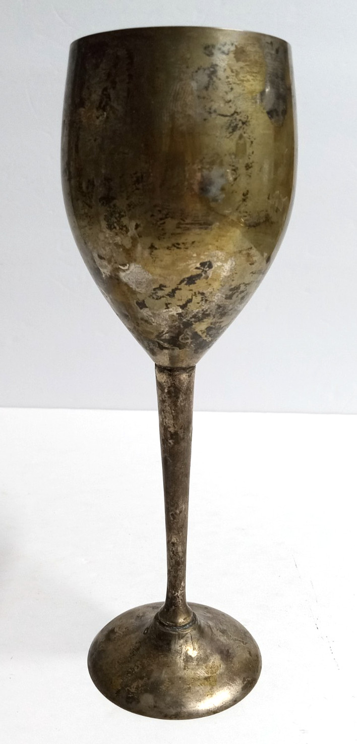 Vintage Silverplate EPNS 8.5″h Goblet Cup Made in India Simple Design