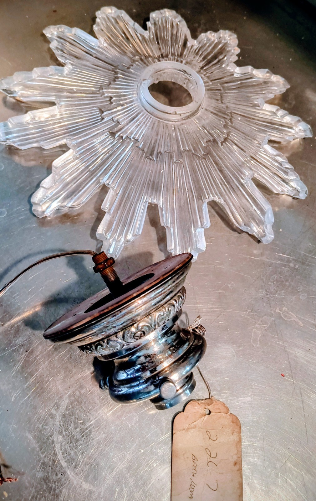 FREE SHIPPING!! E F Caldwell Art Deco Starburst Ceiling Fixture Fully Signed