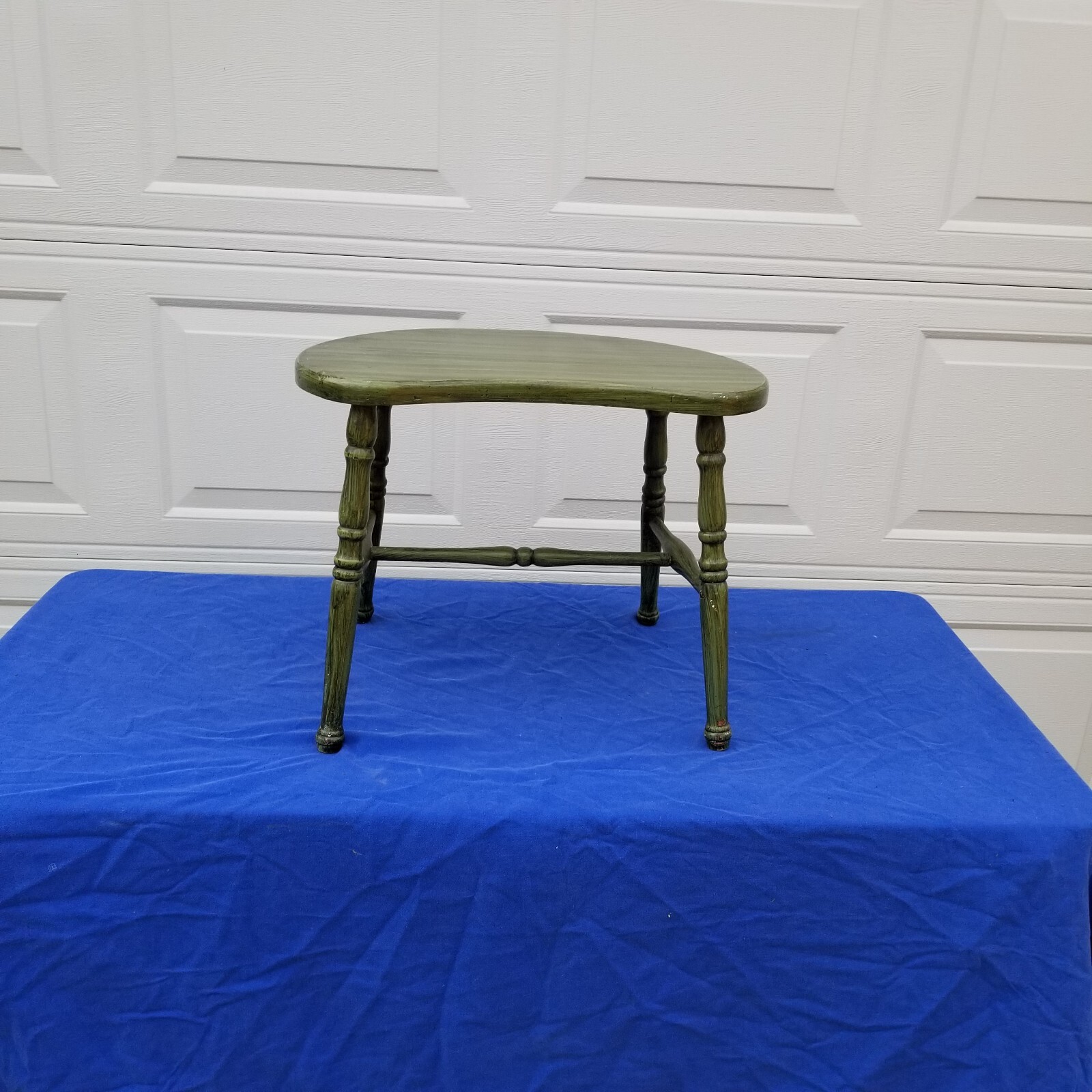 Vintage Hand Painted Wood Stool, 19L x 13W x 16H