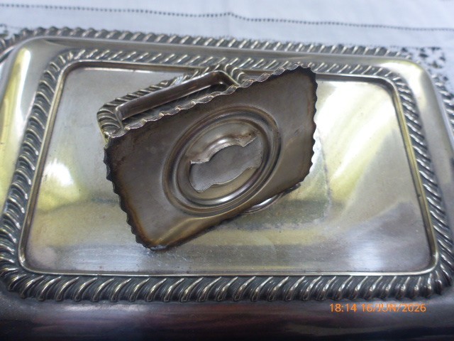 Antique Silver Plated Entree Serving Dish,