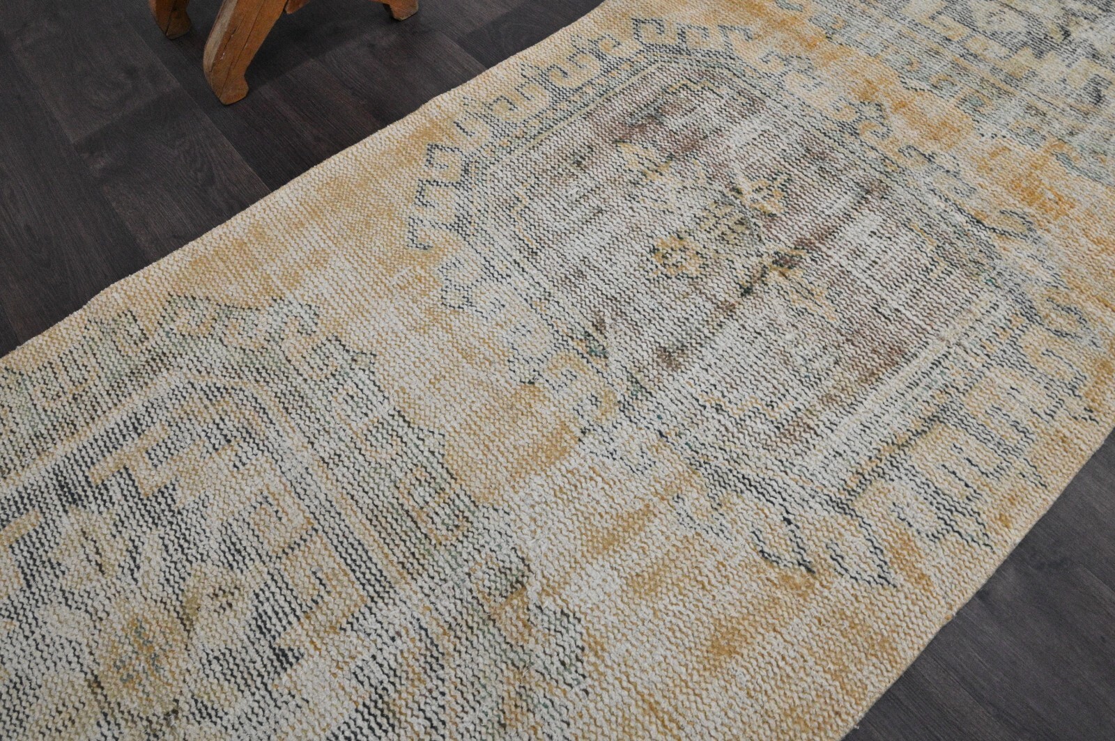 Vintage Turkish Runner Rug 3x10ft Wool Anatolian Handmade Hallway Oushak ORANGE