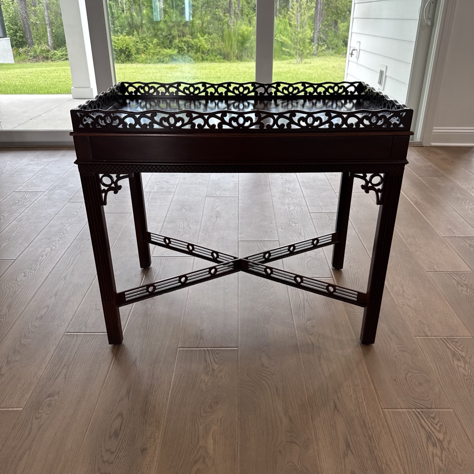 Vintage Sutton Mahogany Tray-Top Accent Table | Butler’s Tray Style