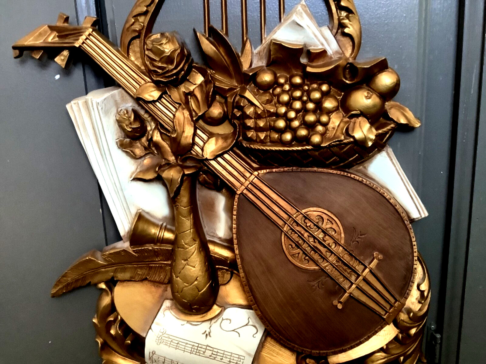 Home Interiors Syroco Music Instrument Wall Hanging Large Plaque Mid-Century