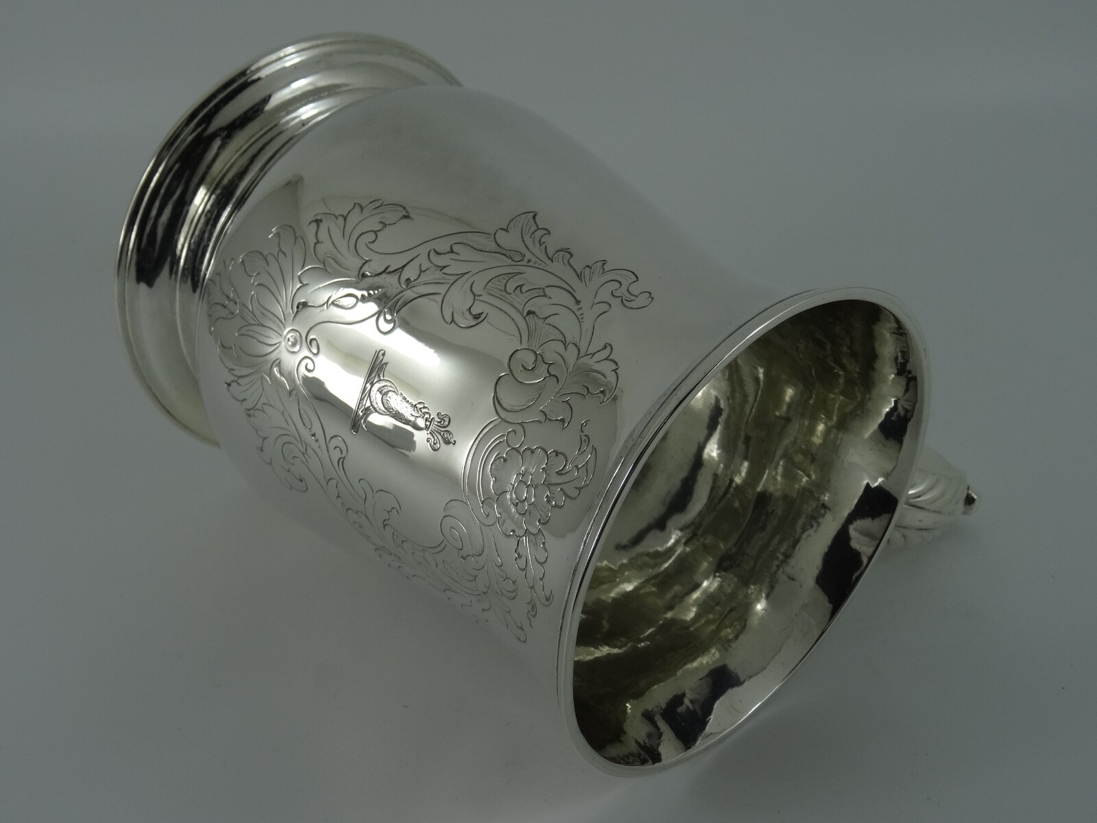 SOLID STERLING SILVER LARGE ENGLISH ANTIQUE GEORGE II TANKARD LONDON 1754 400G