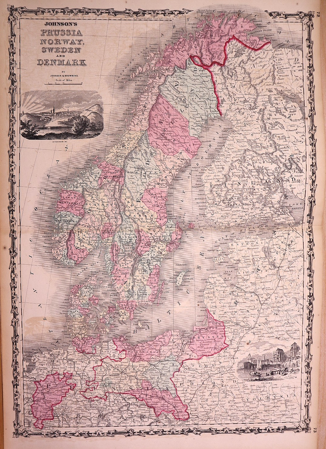 Rare Antique 1860 Map ~ Scandinavia – Norway & Sweden by Johnson & Browning