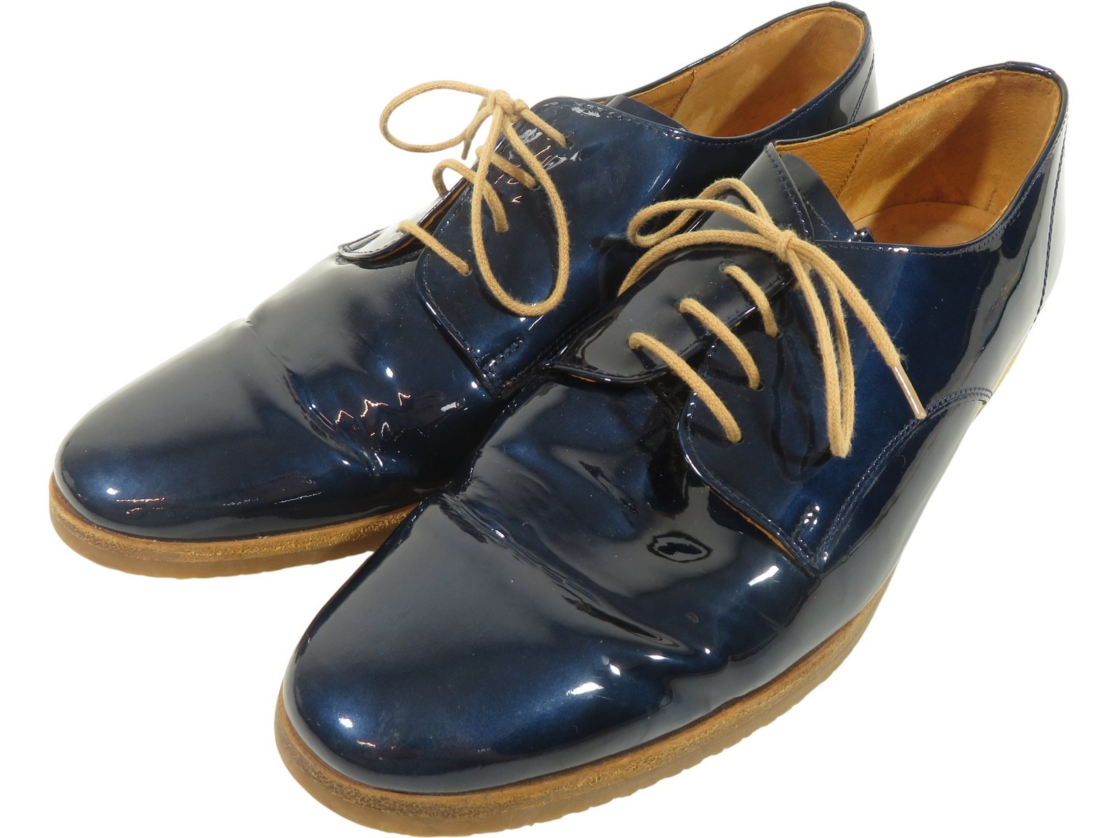 Gabor – Comfort Patent Leather Shoes – Navy Blue – Lace Up Design – Size 6½