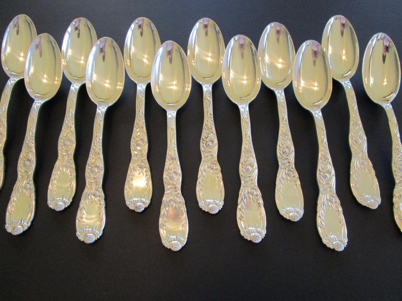 1 (ONE) CHRYSANTHEMUM BY TIFFANY CO STERLING FLATWARE OVAL SOUP SPOON-6 7/8″MINT