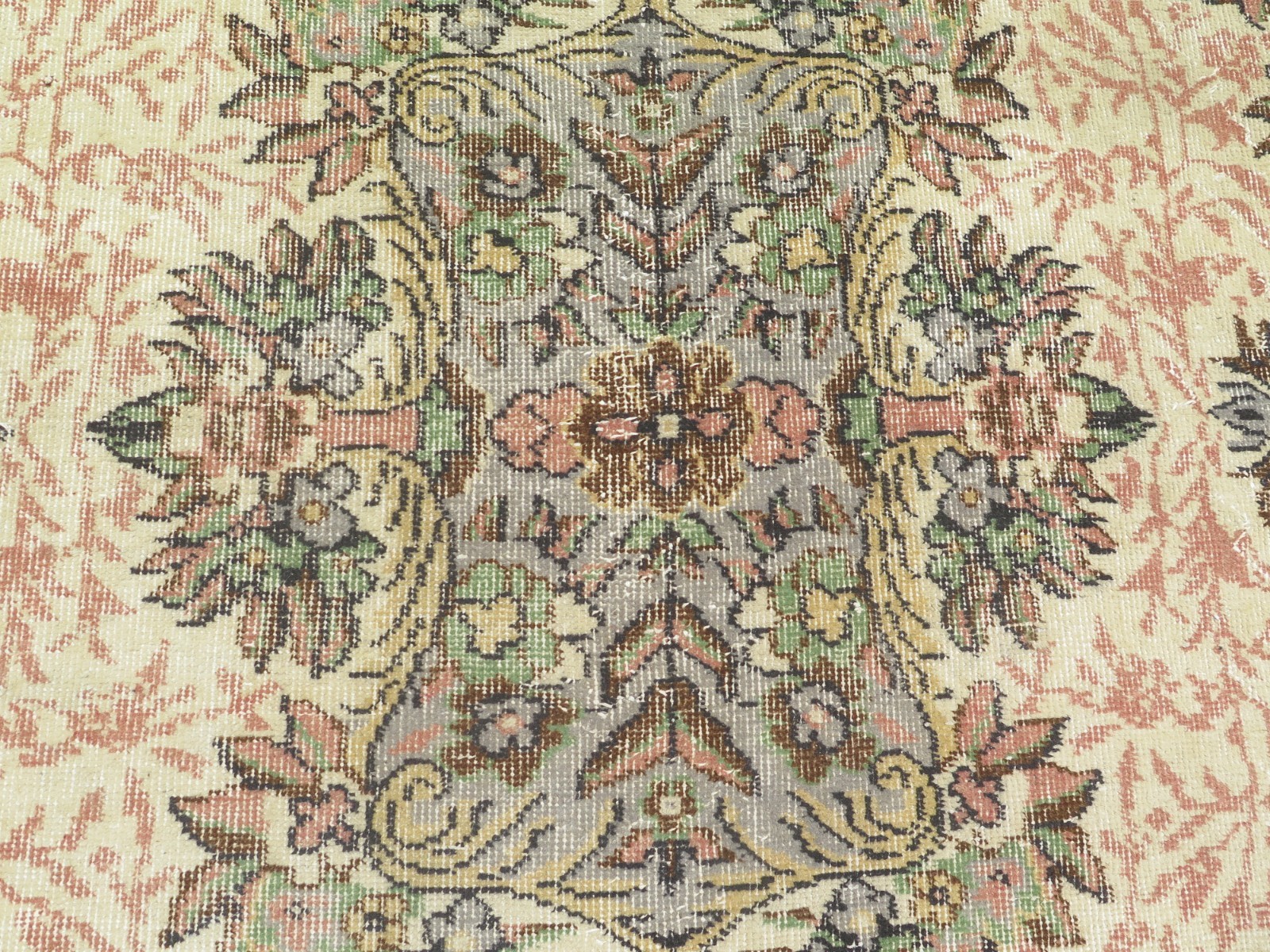Sage Green Vintage Distressed Turkish Large Carpet, Handmade Wool Rug 70″x114″