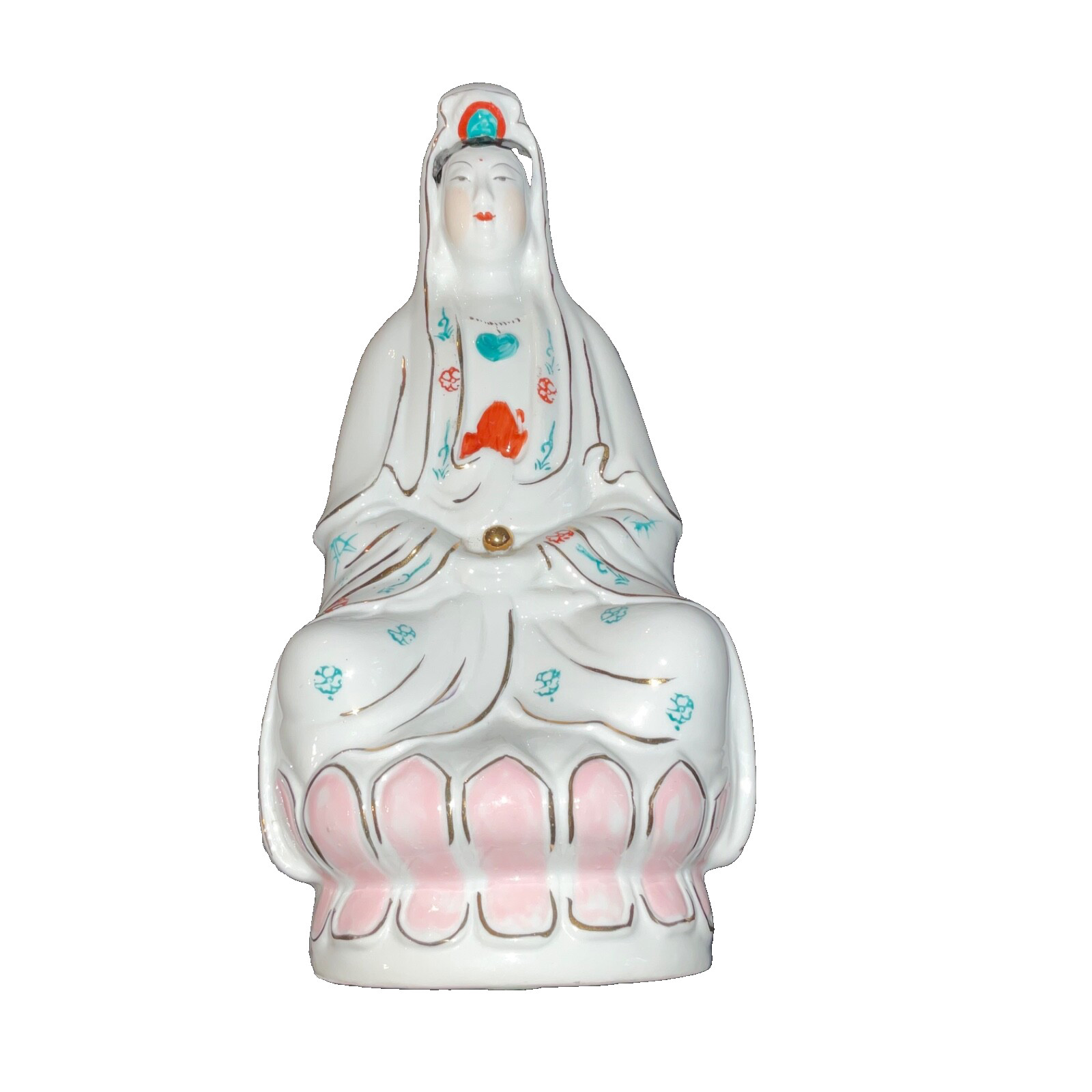 vintage 1960s China pottery Buddha 11 inches high statue figure Kwan Yin goddess