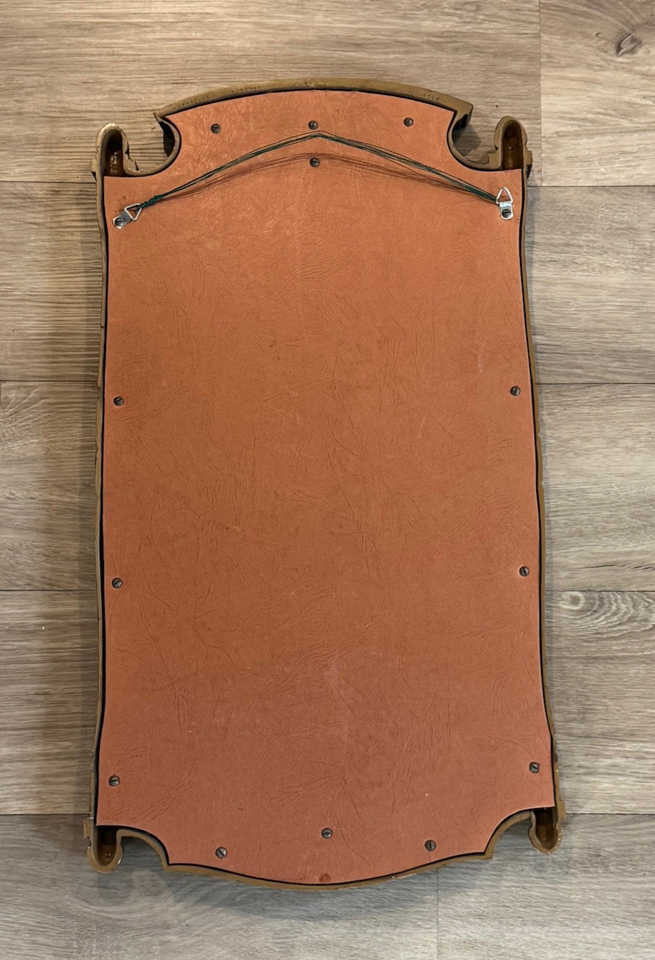 VTG Mid Century Modern Mirror Large Dart Plastic Framed Wood Look 1960s 26 X 14”