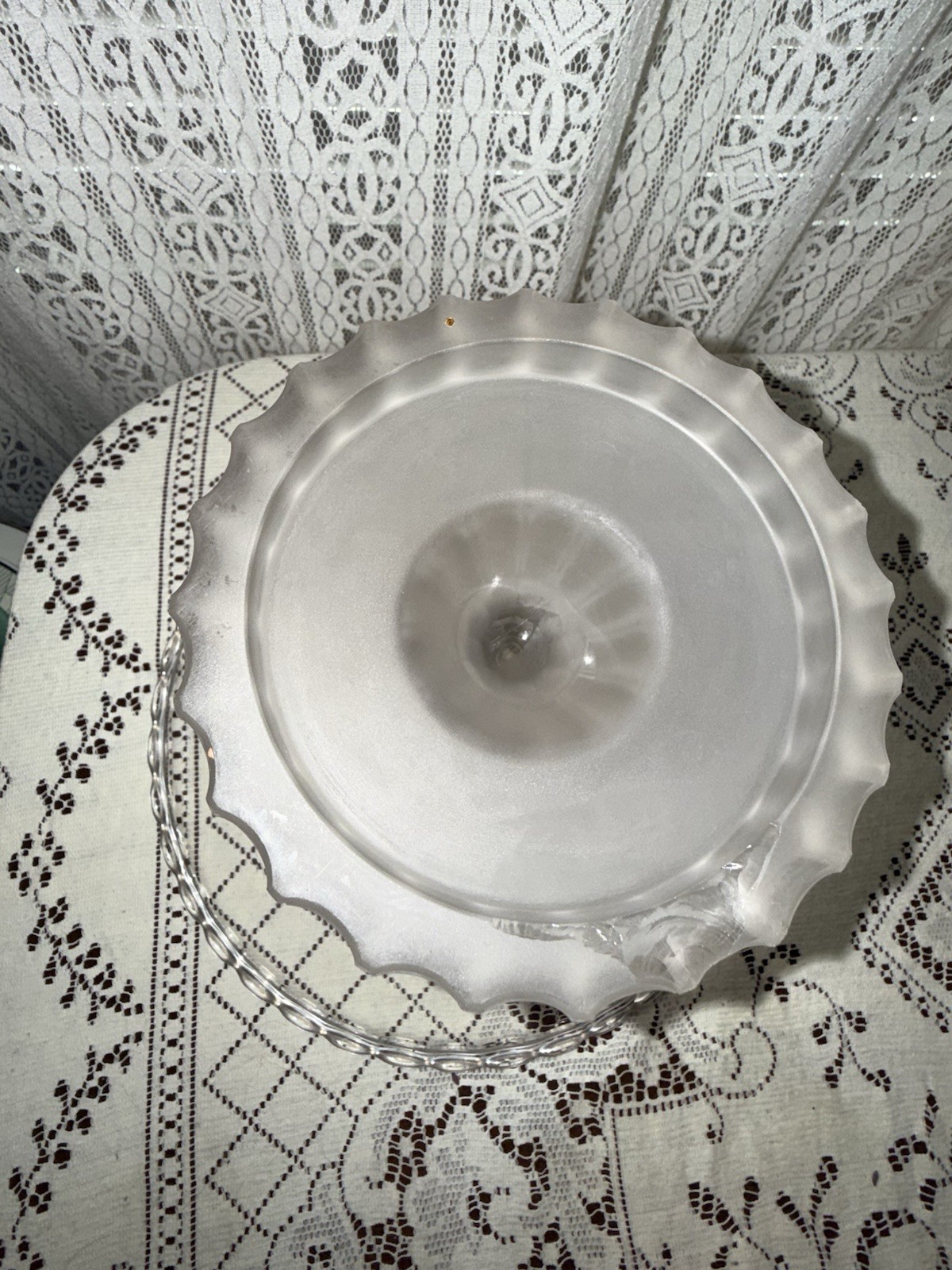 Authentic Antique Duncan Miller Pressed Glass Cake stand circa 1890s GLOWS