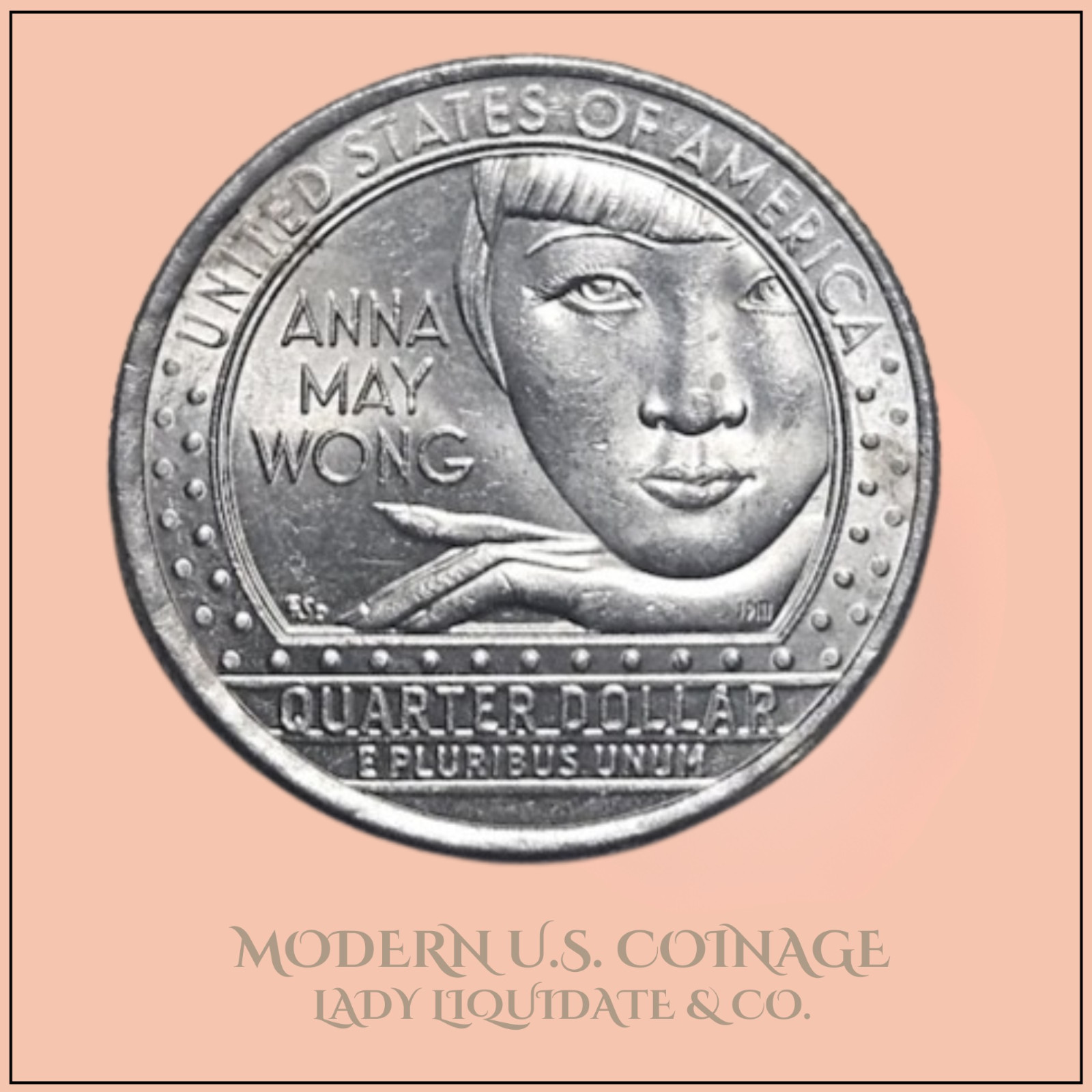 2022 P Anna May Wong Quarter – RARE ERROR – “IN COD WE TRUST”