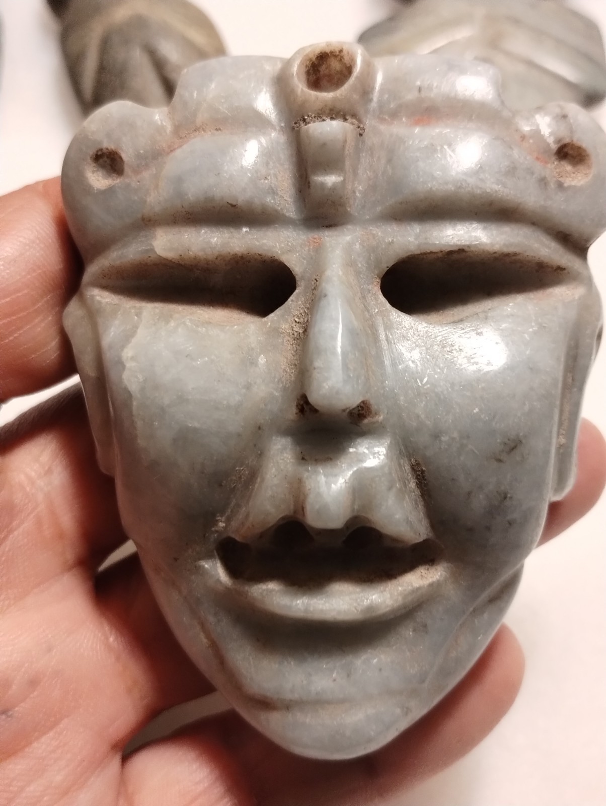 Olmec Mesoamerican Pre-colombian Jade Mask Pendant Indian Artifact