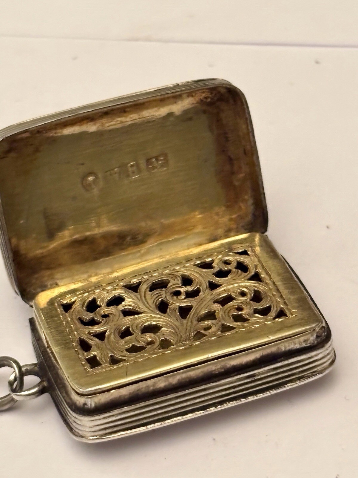 Antique Silver Gilt Early Victorian Vinaigrette Birmingham 1840 William Simpson