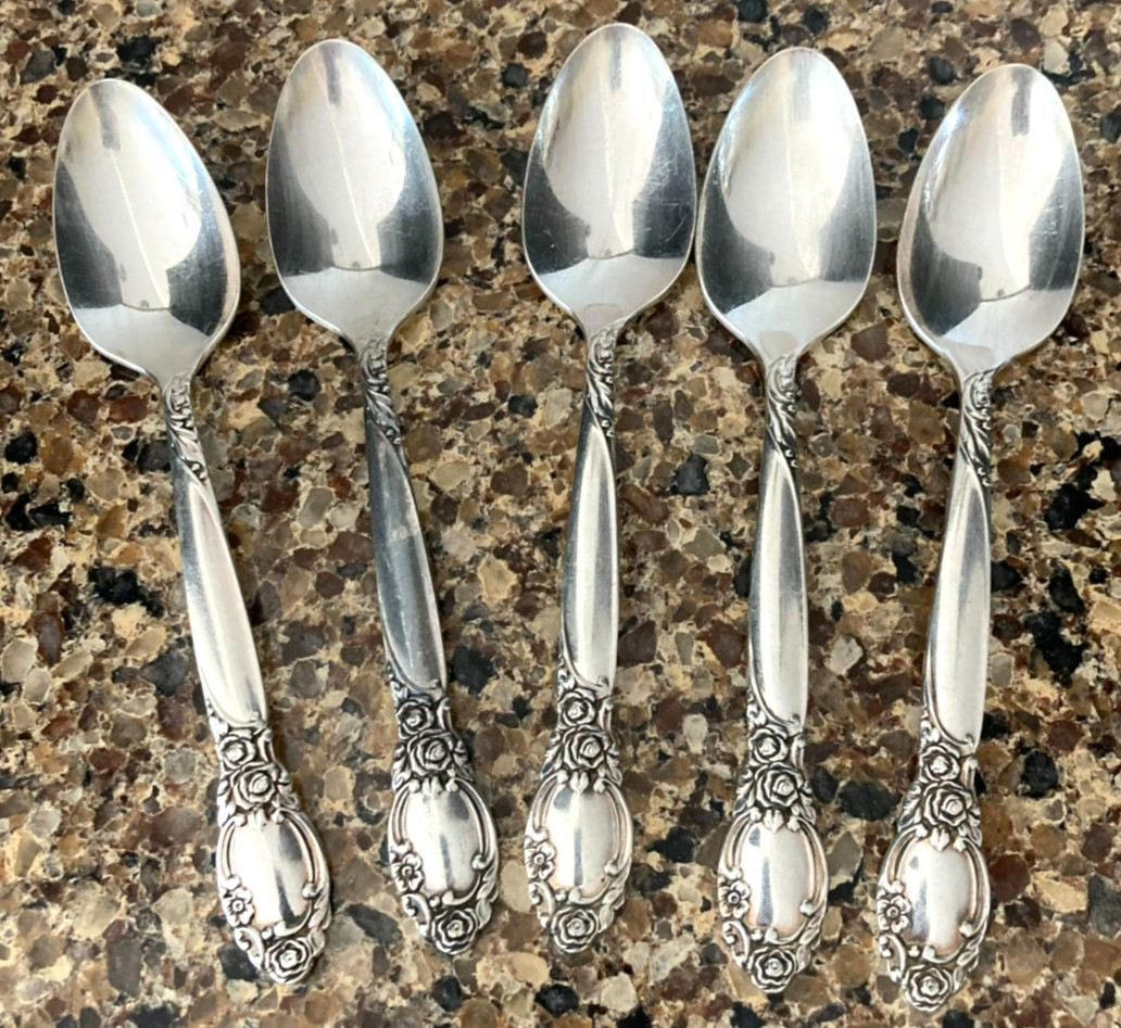 5 VTG Oneida Community Silverplate BALLARD COUNTRY LANE 6-1/8″ Teaspoons EUC