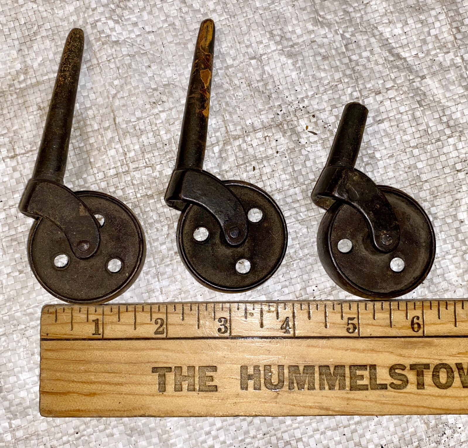 MIXED LOT OF 6 ANTIQUE WOOD & METAL FURNITURE CASTOR WHEELS AS IS/AS PICTURED