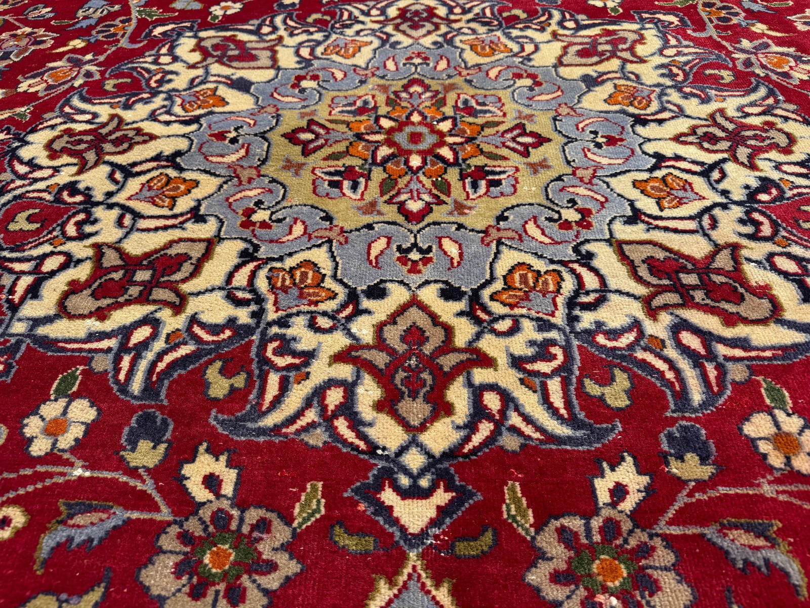 RED BLUE ANTIQUE ORIENTAL RUG 10×13 fine handmade wool colorful clean real 10×14