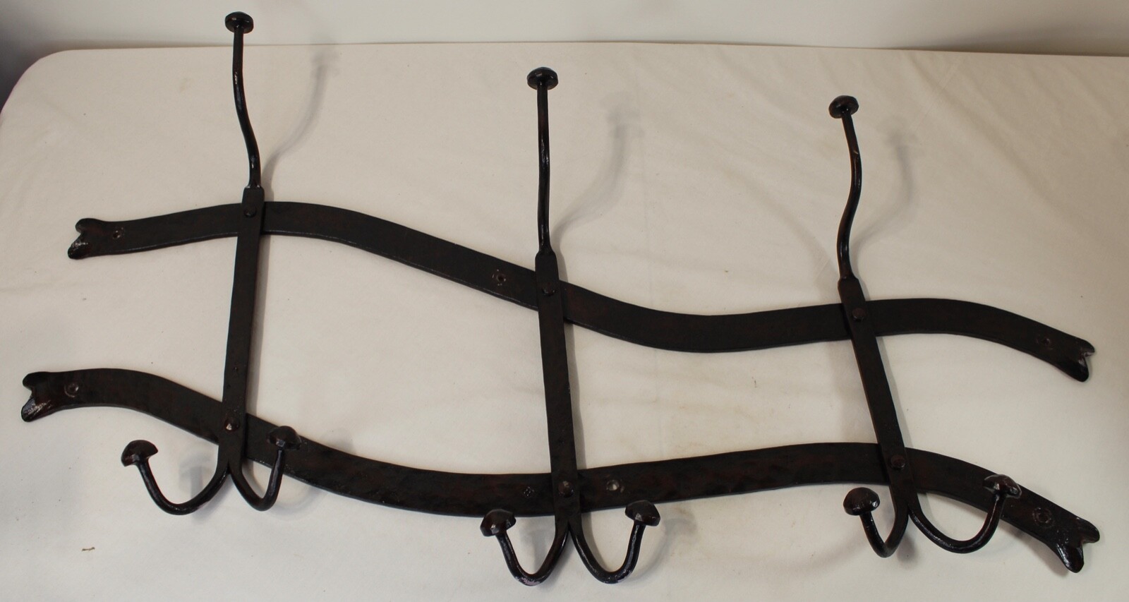 Antique Wall Mounted Coat Rack Hat Holder Hammered Metal Heavy Metal Coat Rack