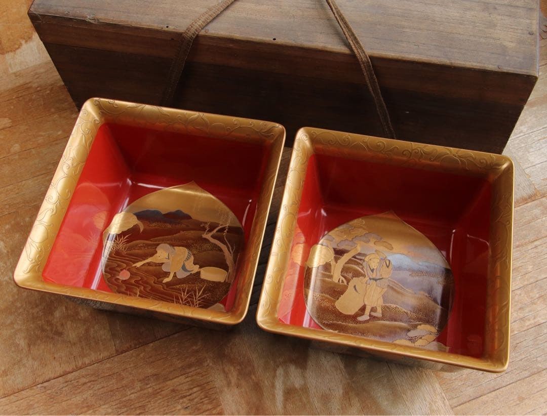 Bowl Cup Wooden Gold Makie Lacquer 6.1 inch Japanese antique Fine art