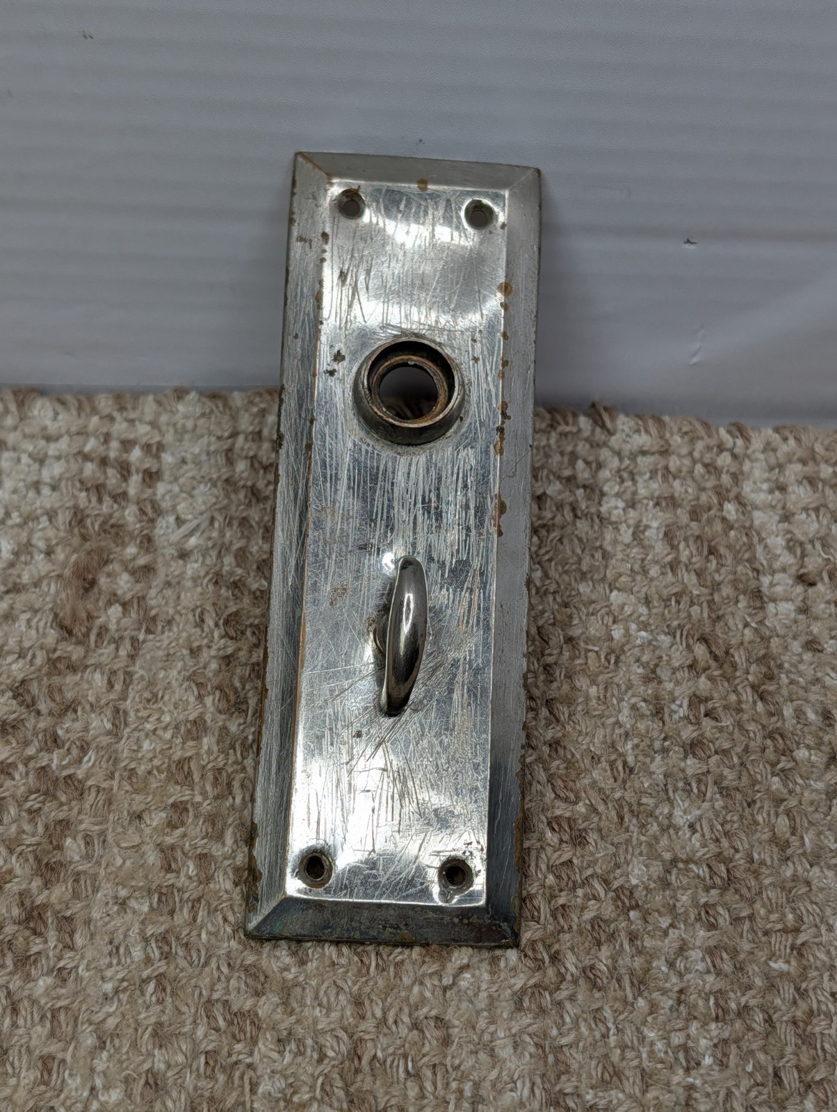 Antique 2 1/4″ x 7″ Brass Thumb Turn Door Knob Plate