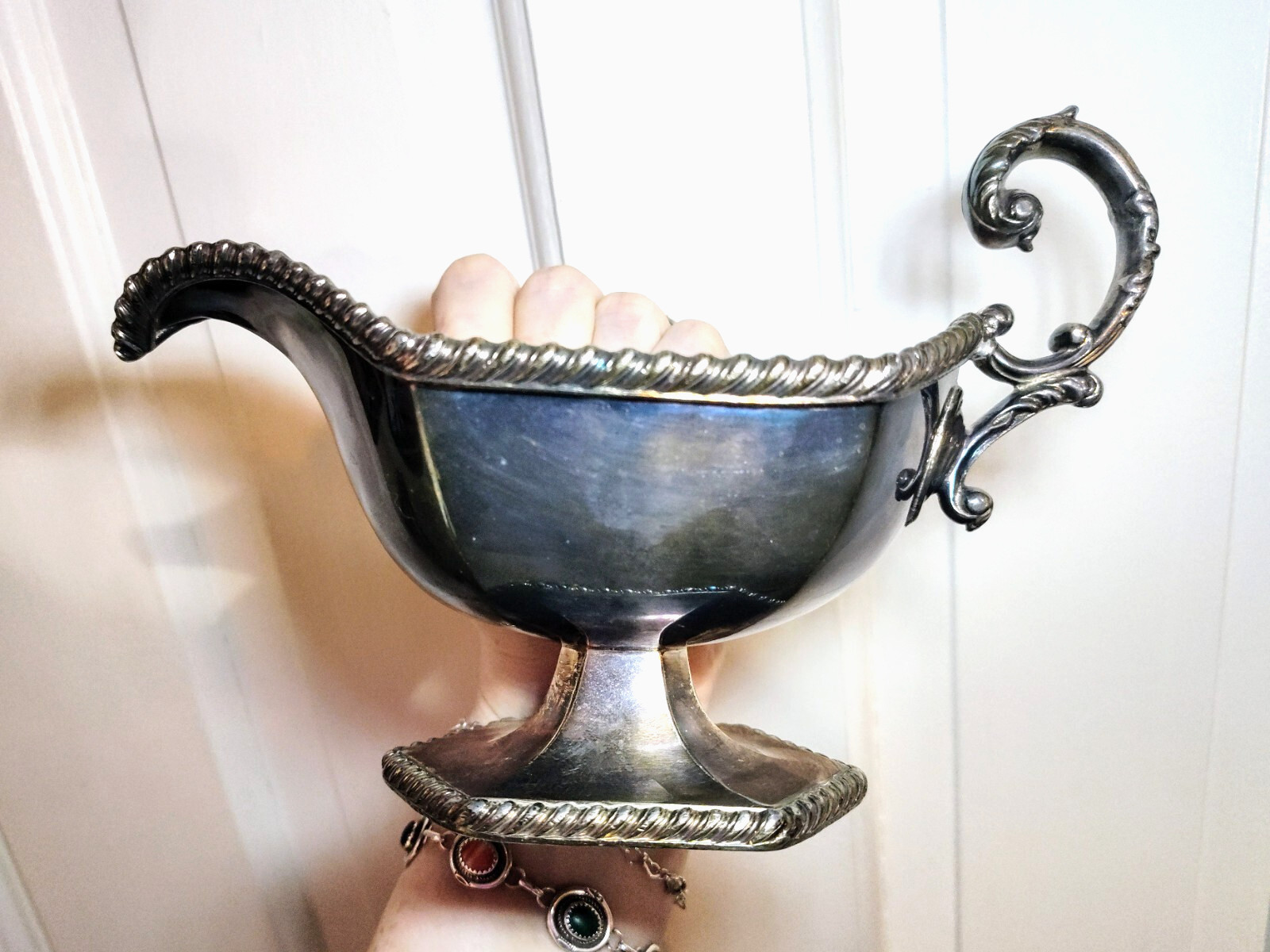 Antique Early 19th Century Sheffield Silver Plate Sauce Boat Octagon Base