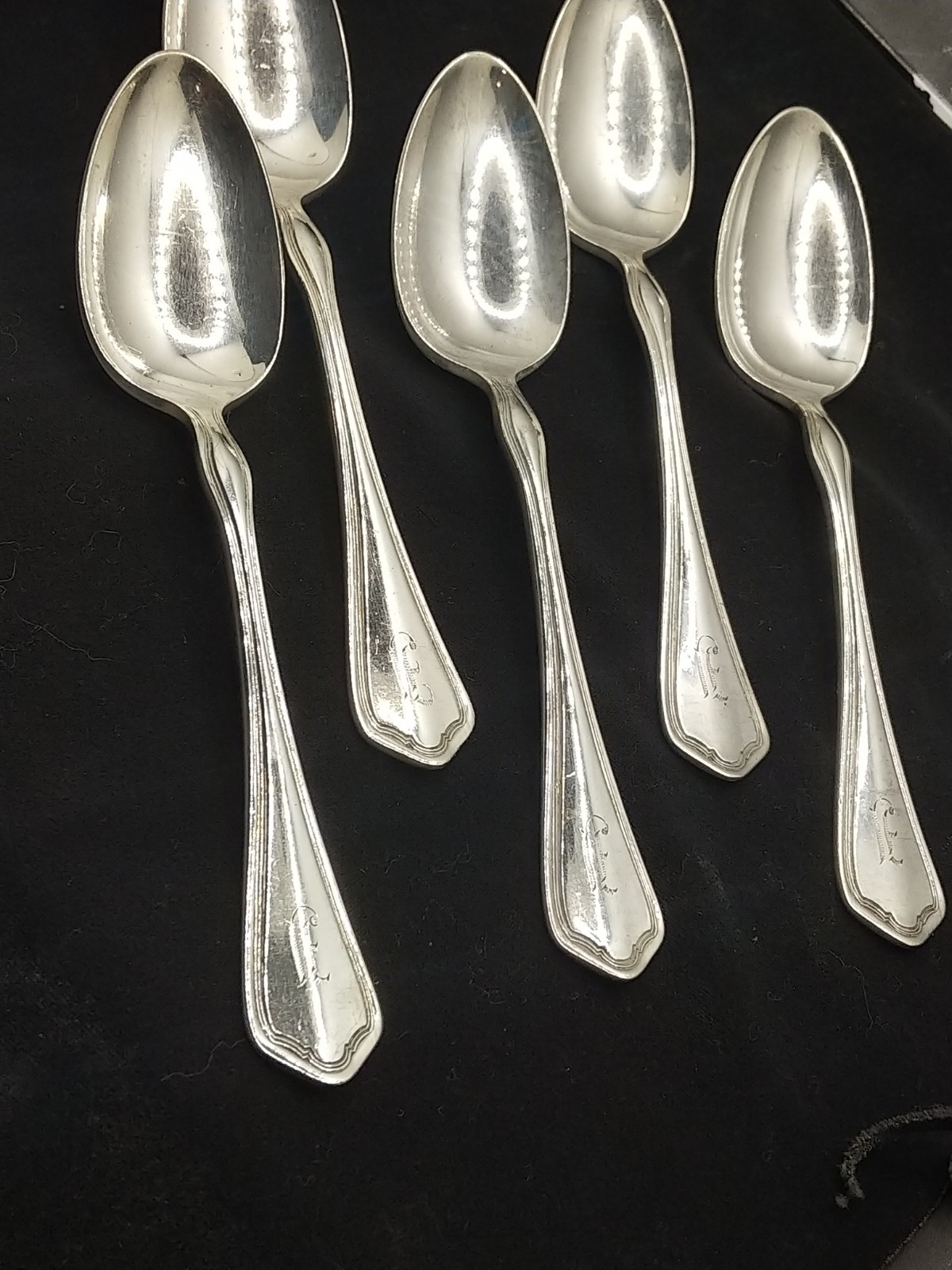 ✅️ Qty 5 RARE EHH SMITH c1908 COLONIAL SILVERPLATED Dematise SPOONS Mono E