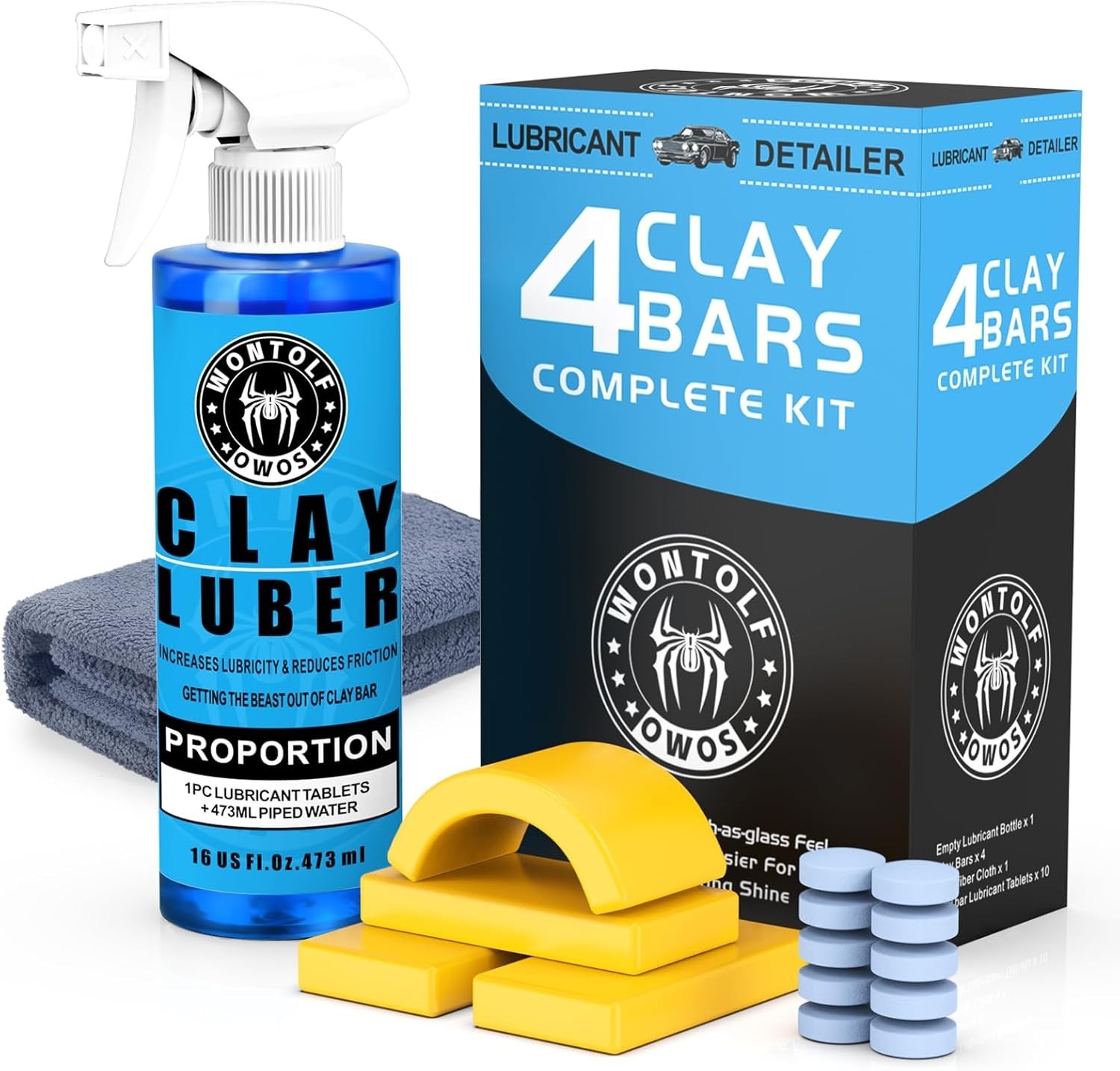 Clay Bar Kit, Complete Clay Bars Auto Detailing Clay Luber Lubricant Car Wash Ki