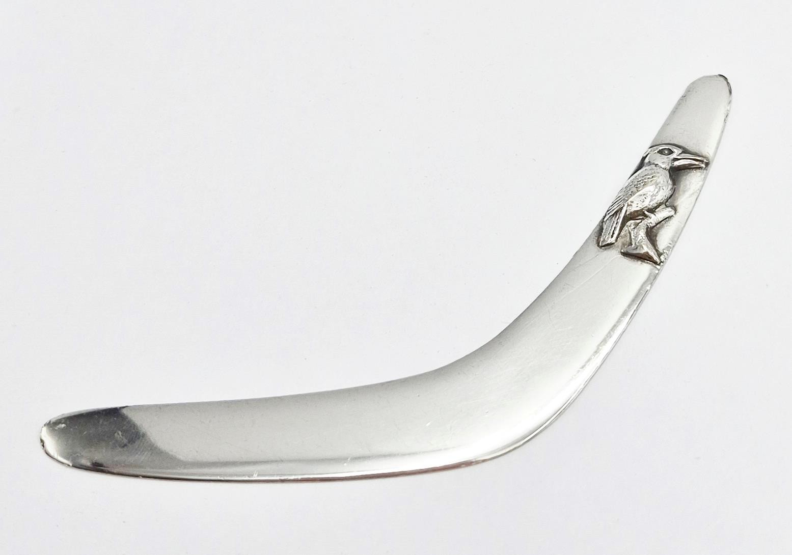 ANTIQUE AUSTRALIAN EPNS SILVER PLATED BOOMERANG PAGE TURNER c1910