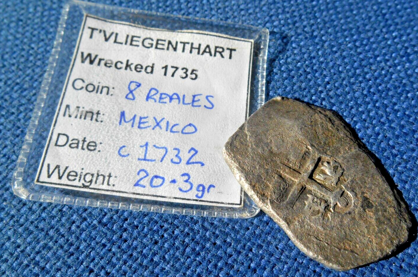 SHIPWRECK treasure 8 REALES cob SILVER coin VLIEGENTHART wreck COA DUTCH VOC shi