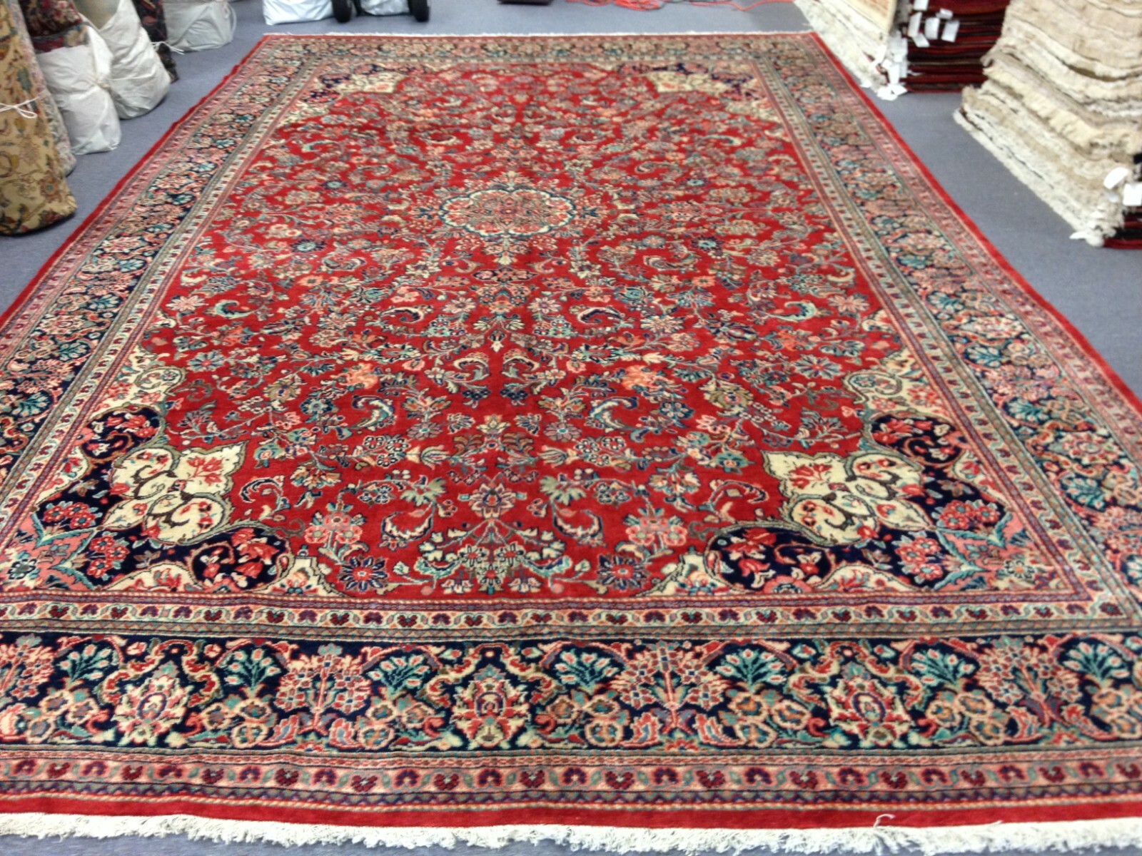 MAHAL SEMI ANTIQUE GENUINE HANDMADE OVER SIZE WOOL AREA RUG 10.3 X 17.0