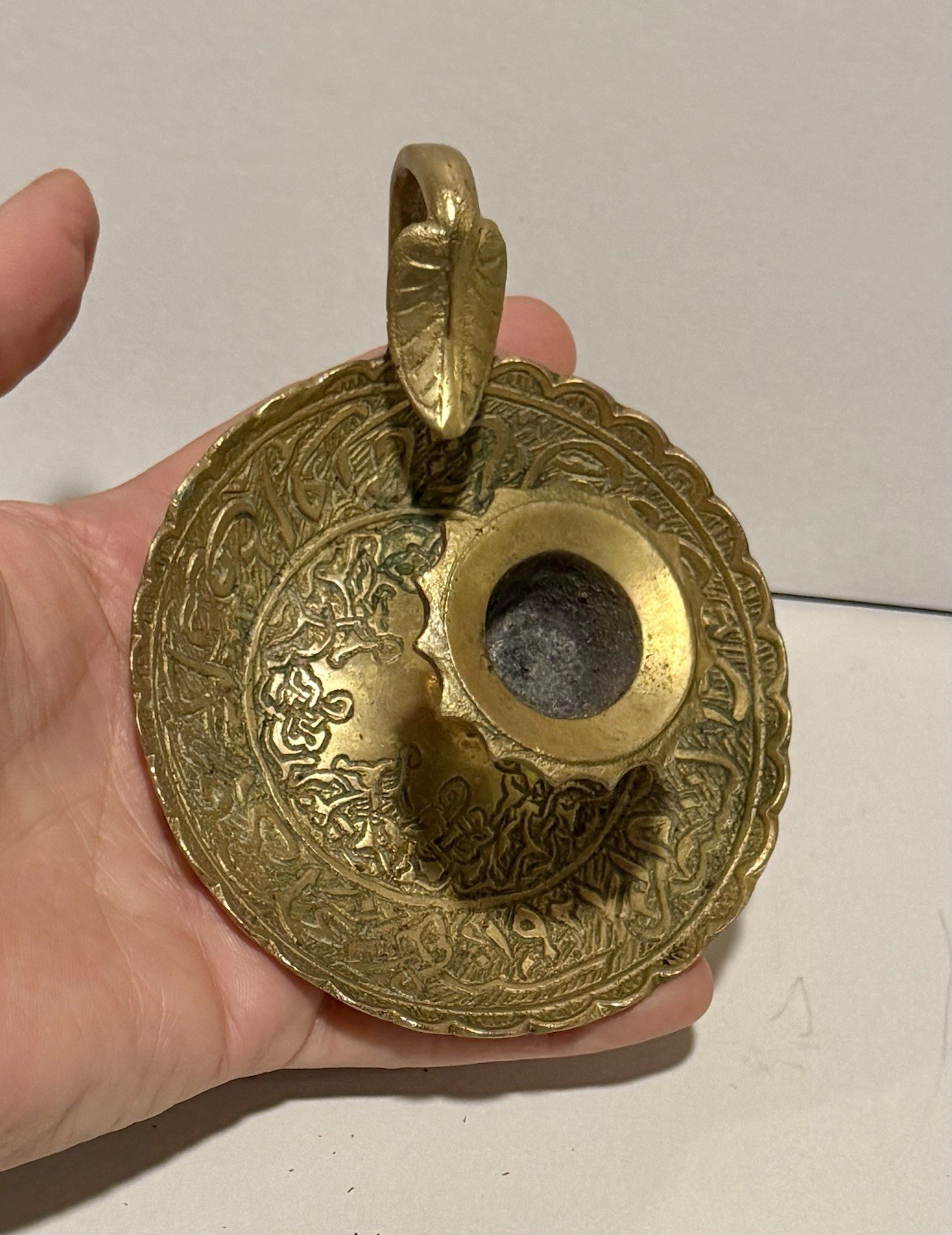 Islamic Antique Solid Brass Candle Holder Damascus Arabic Ornate