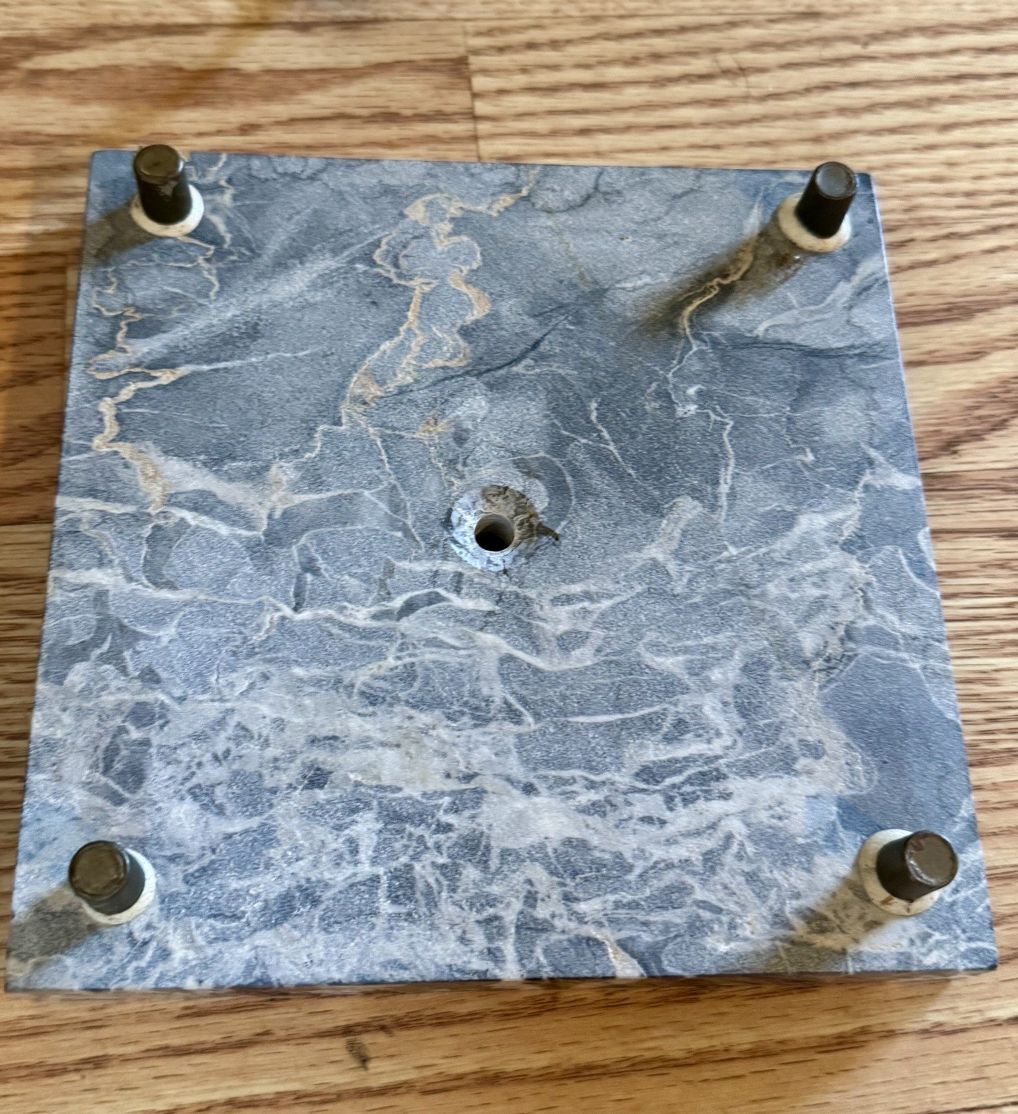 Vintage French Art Deco Iron Plant Stand Portoro Marble Top Drink Table 13.5″
