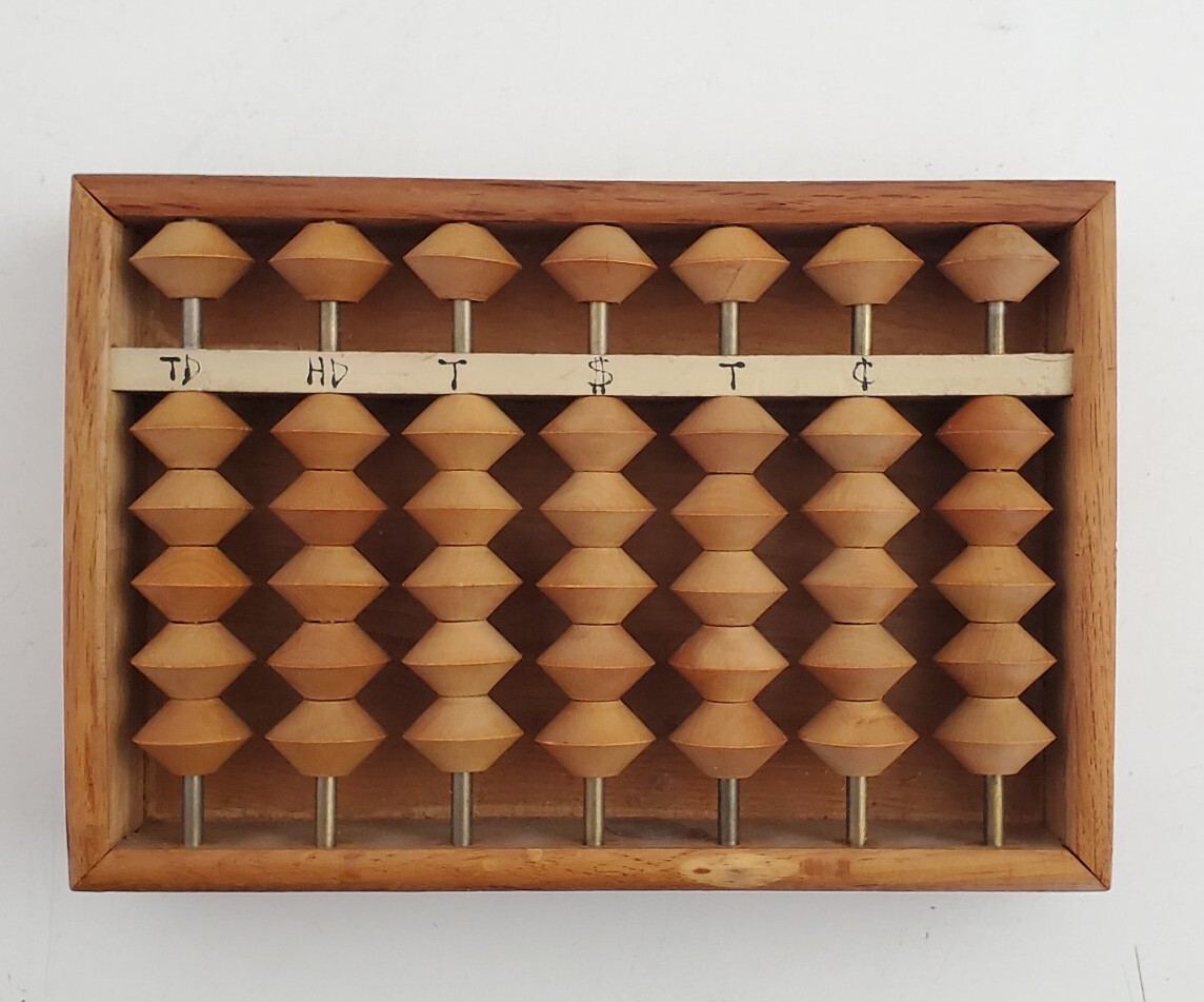 Vintage Japanese 6″ Wooden Abacus Satsumaya Soroban 7 Rows beads made in Japan