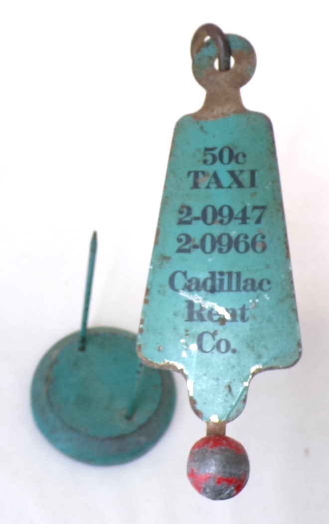 50 Cents Taxi – Rent Cadillac Co Antique 1922 Metal Paper Receipt Spike Spindle