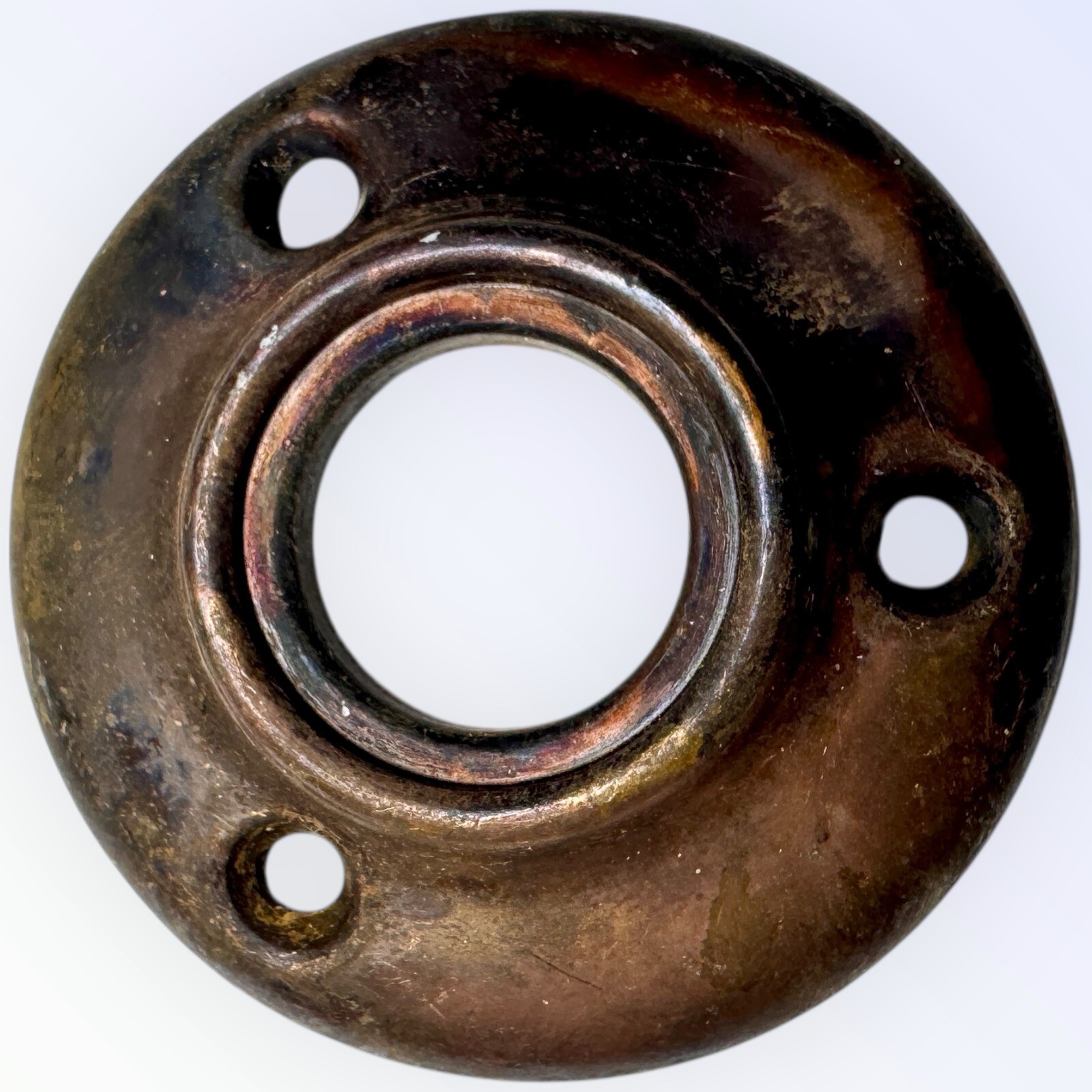 Antique Door Knob Back Plate Collar Round Brass Rosette 2 1/8” b