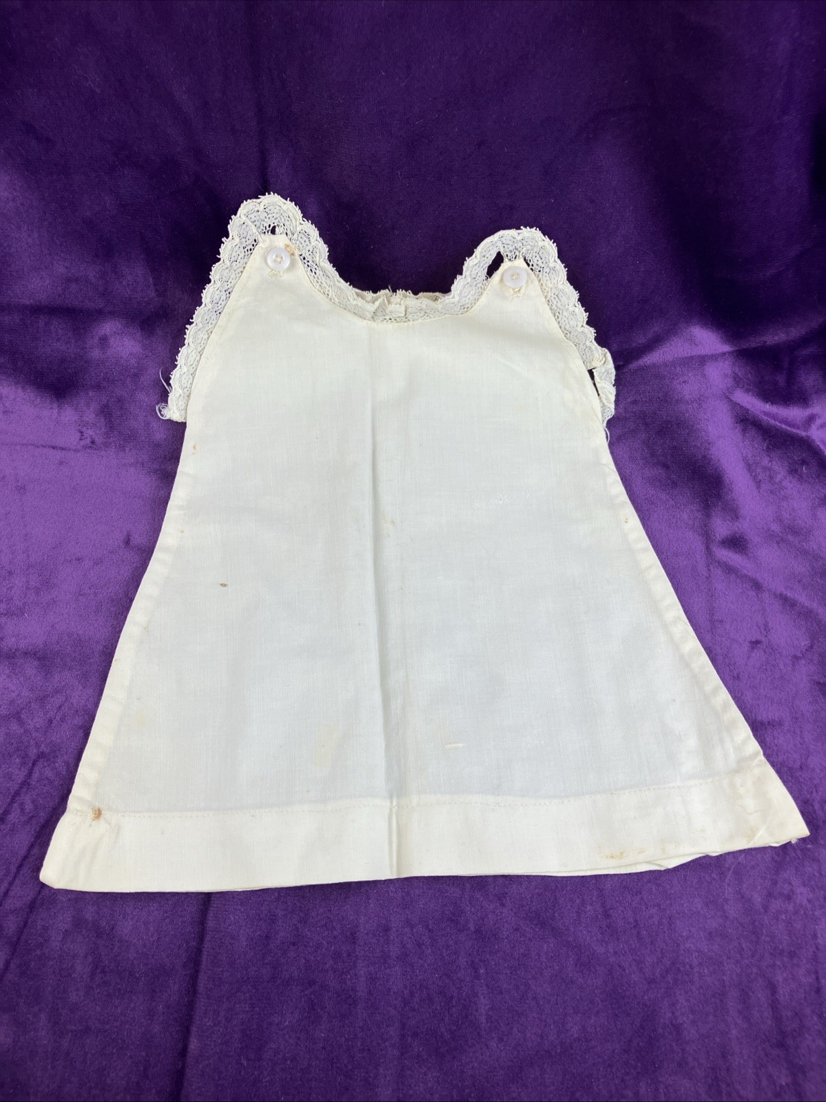 Antique Victorian White Cotton Doll Camisole Dress 1860s 1870s
