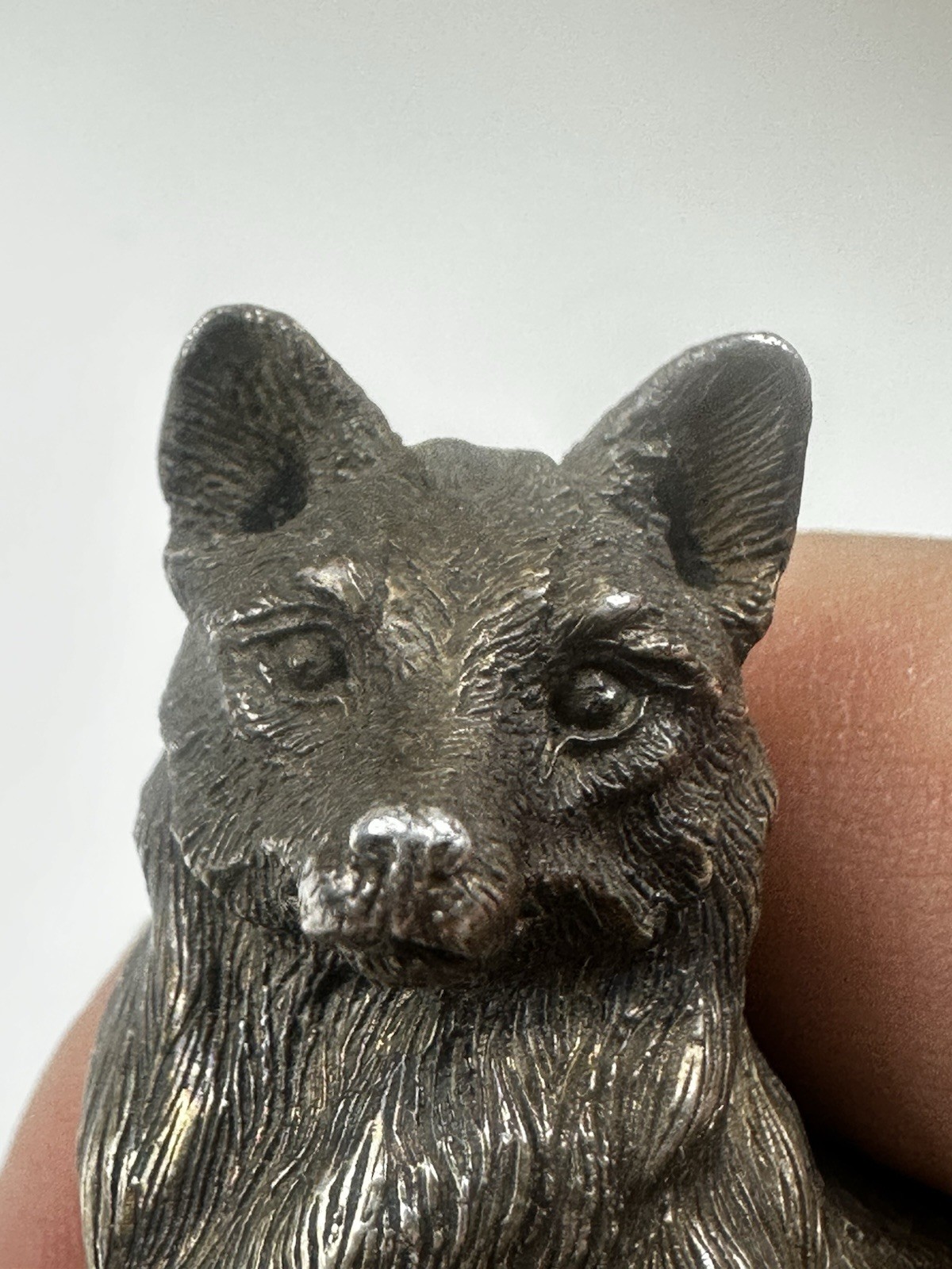 FM Marked Sterling Silver Filled Wolf Figure Available Worldwide