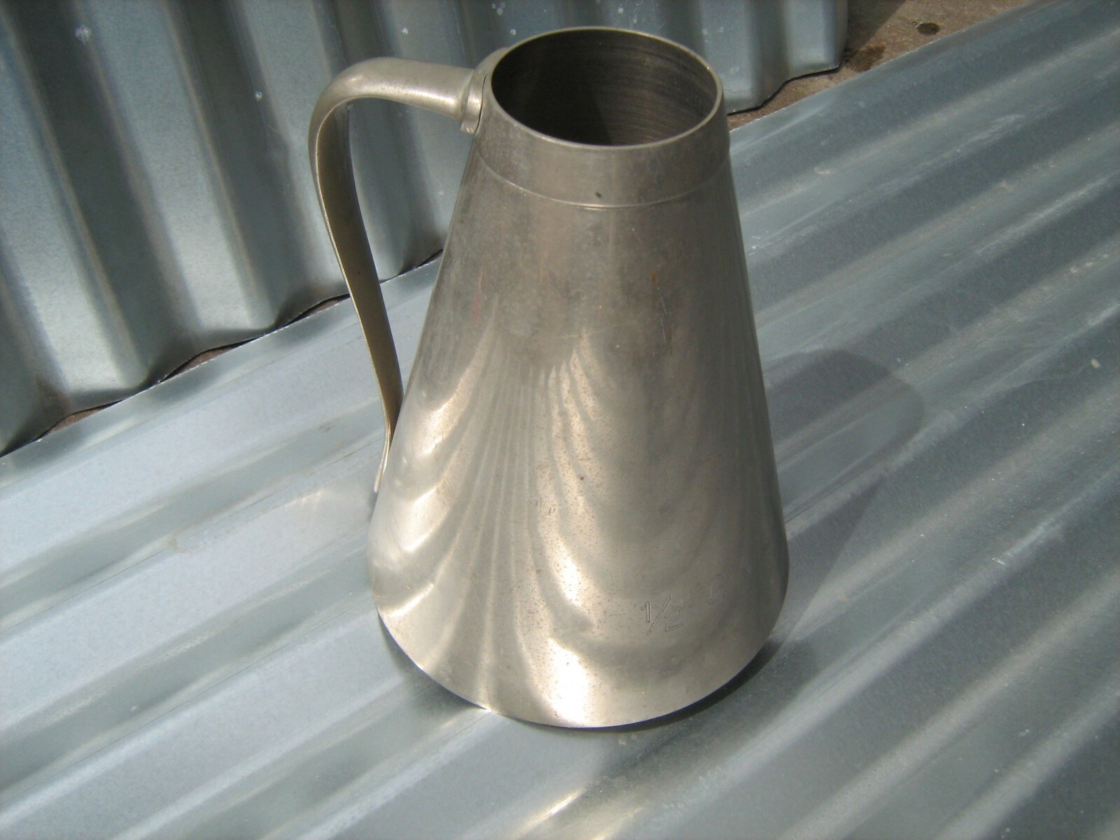 L E Gurley 1/2 Gallon Measure Container Nickel Cone Pitcher 1910