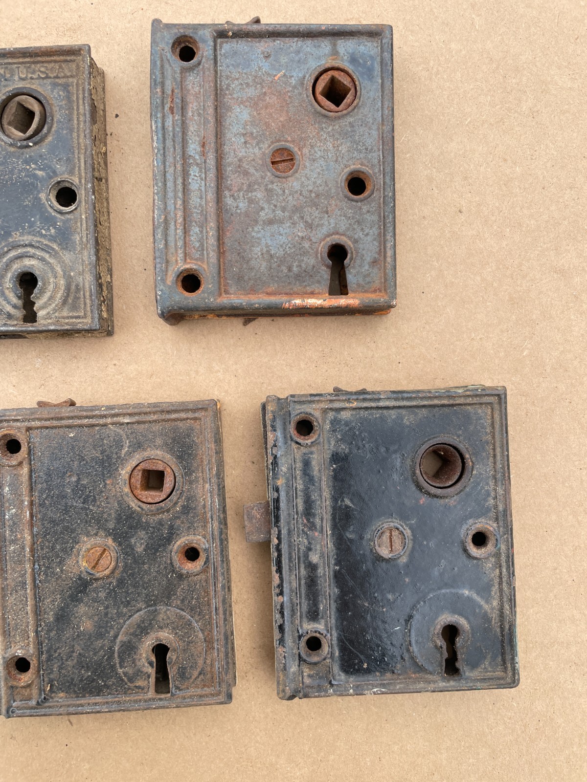 OUTSTANDING Lot of (11) Antique DOOR RIM LOCKS Cast Iron Locks Applied on door